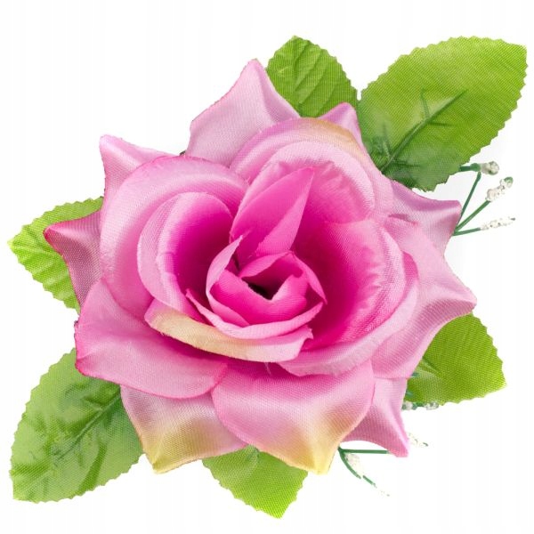 

Róża główka z liściem i gipsówką Pink/Purple/Green