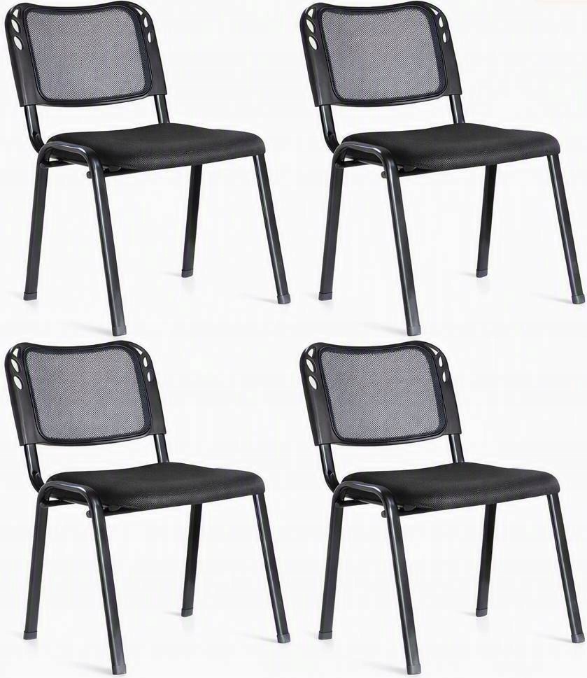 Krzesło Konferencyjne Forma Czarne Tkanina Zestaw 4 Sztuki