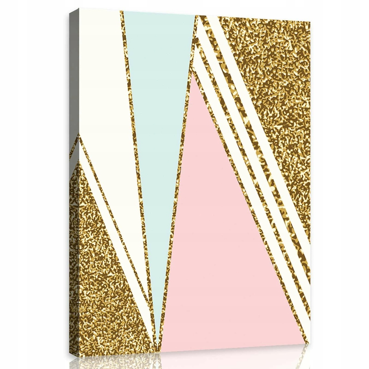 Obraz 60x80 Geometrická abstrakce Trojúhelníky Pruhy Pastelové zlato