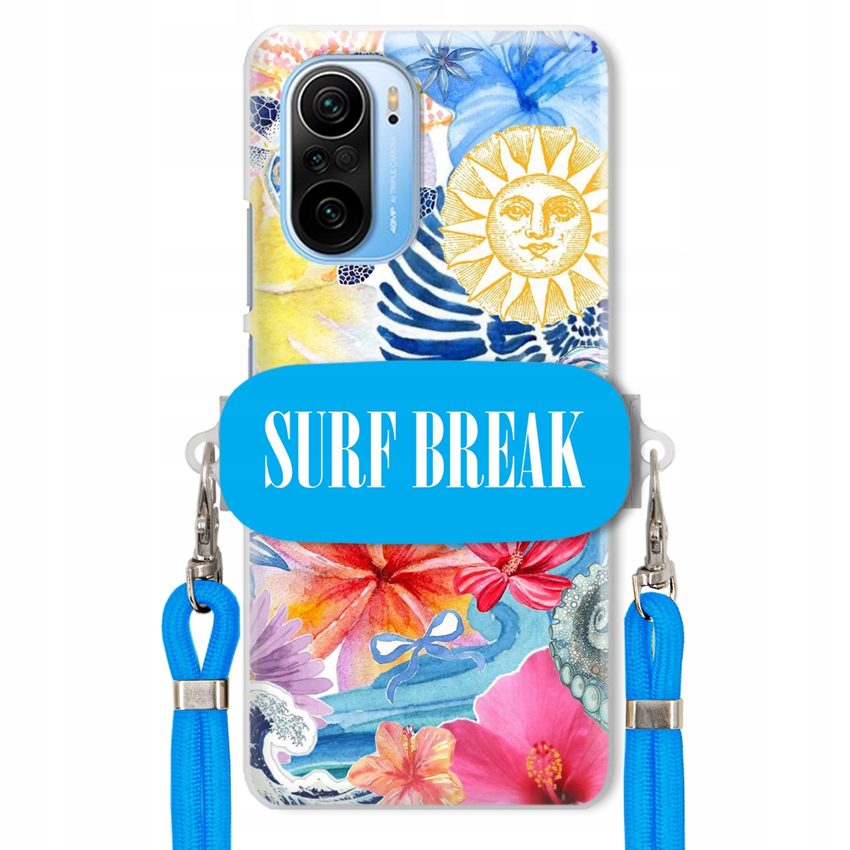 Puzdro pre Xiaomi Poco F3 Pro Vodítko Crossbody Blue Držiak Surf Break na dovolenku