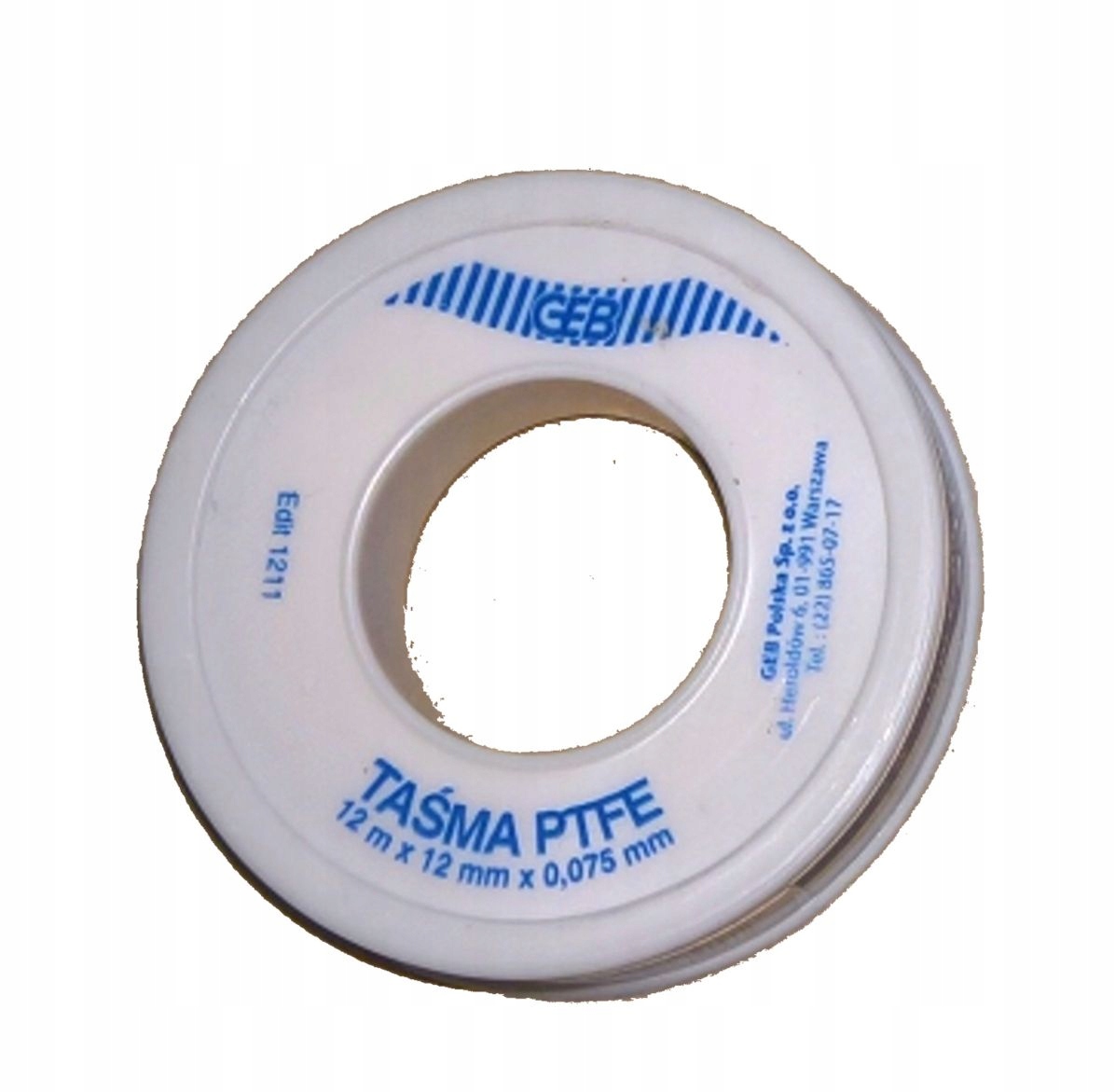 

Taśma teflonowa 0,075mm x 12mm x 12m do wody Geb