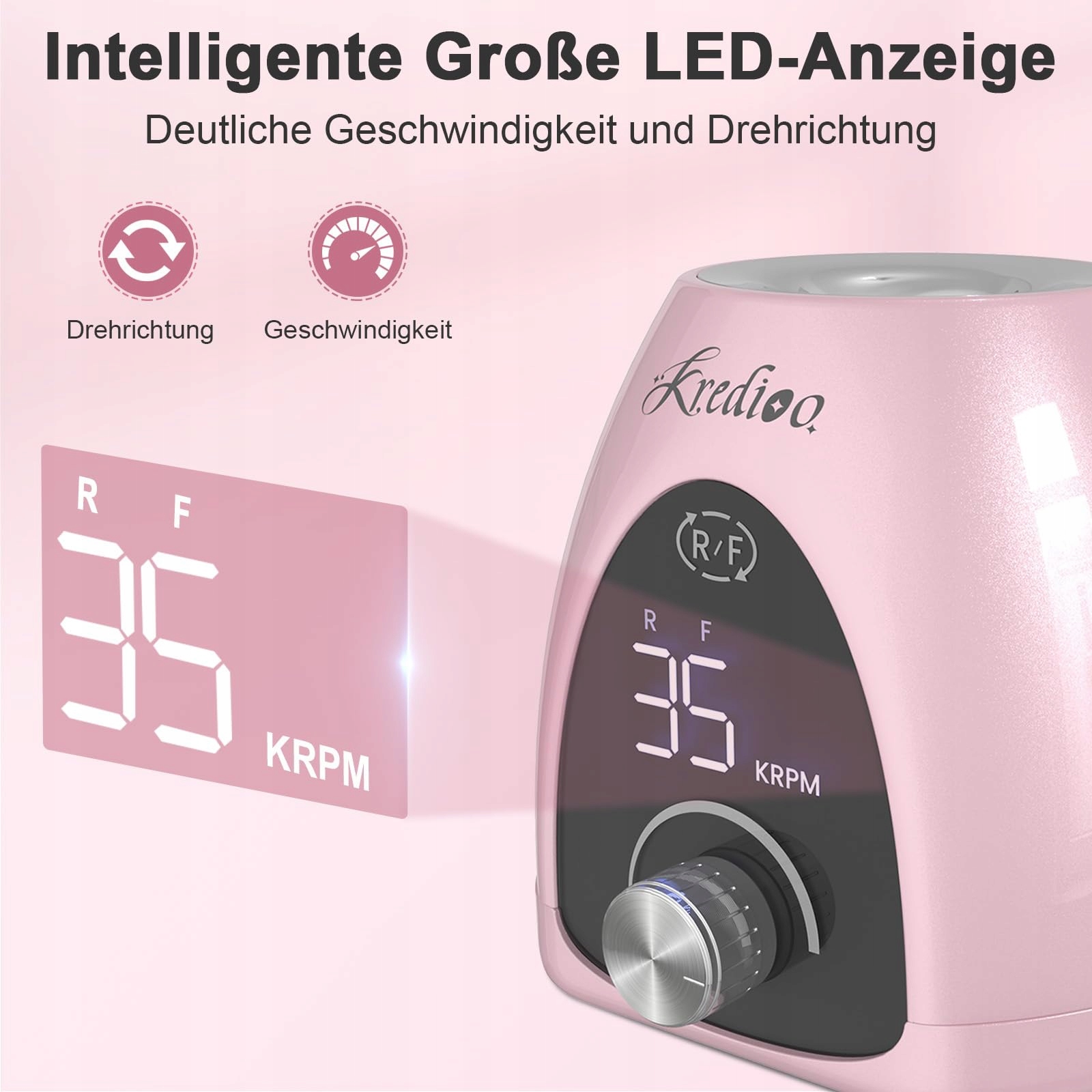 Kredioo Elektryczny Zestaw Manicure 35000 U/Min LED Dla Początkujących — miniatura 3