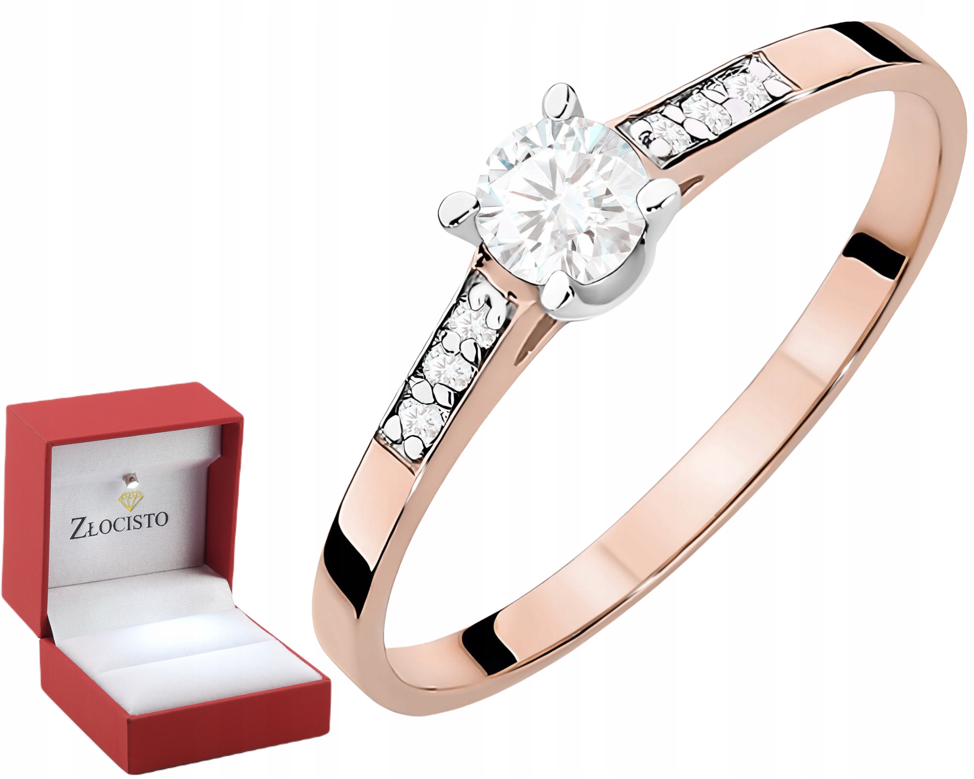 Růžové Zlato Prstýnek Diamanty Lab Jako Dárek Drť 585 14K