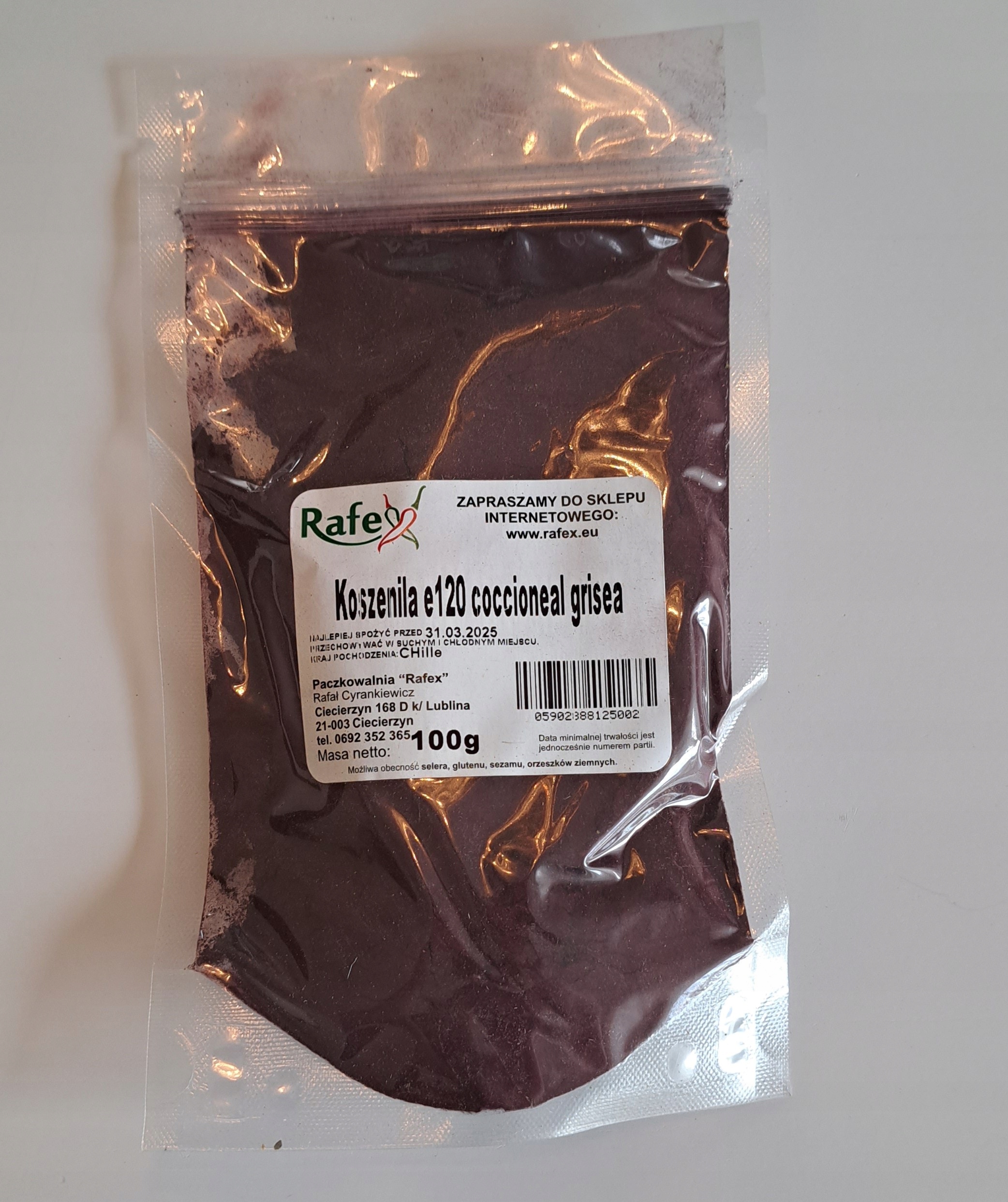 Levně Koszenila E120 Coccioneal Grisea 1 Kg Rafex