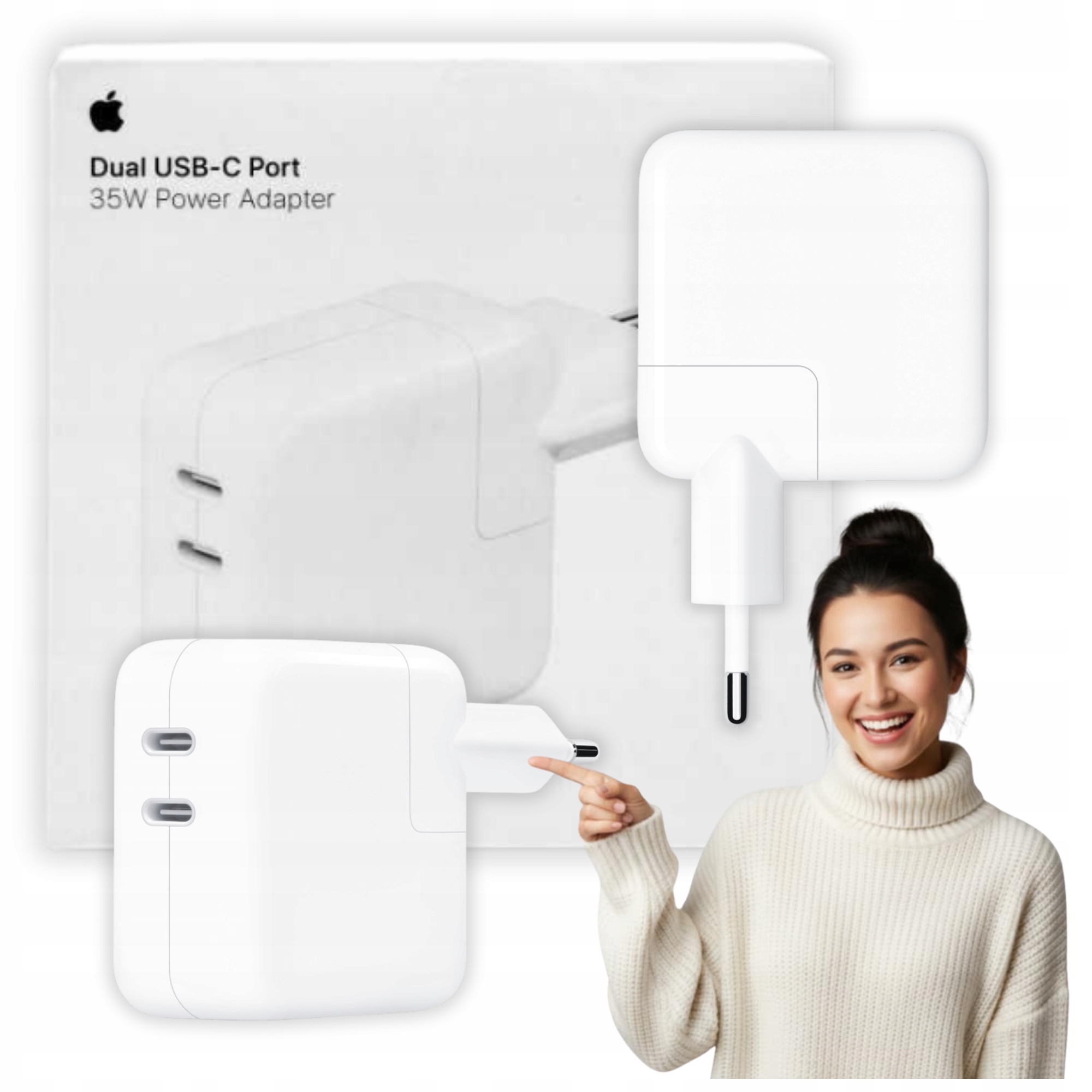 Originální nabíječka Apple Dual Usb-c Port Power Adapter 35W Bílá MNWP3