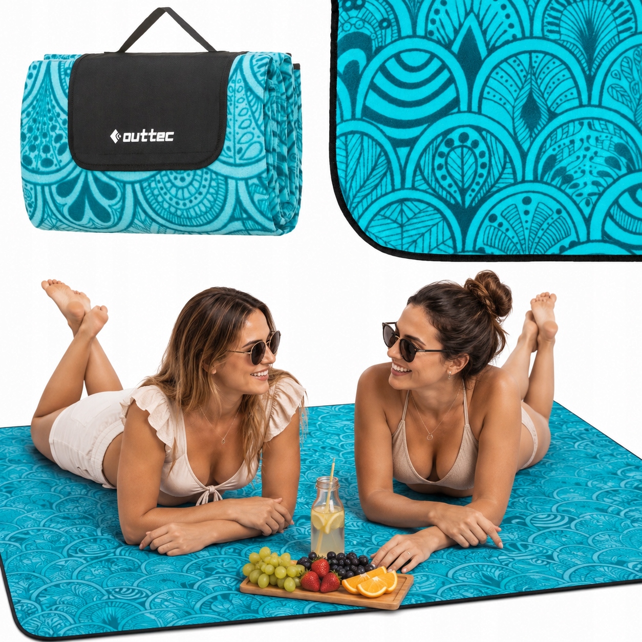 Koc Piknikowy Plażowy Mata Izolacja 200X200 Wodoodporny Turystyczny Outtec