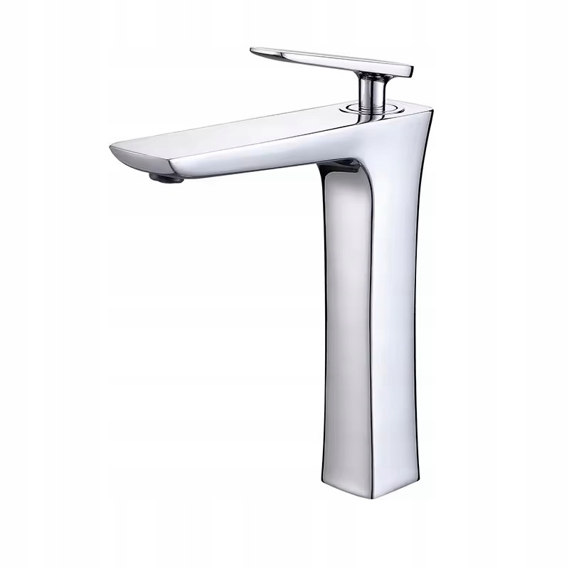 Koupelnová nástěnná baterie chrom čtverec vysoký baterie 24x16 cm Mosaz