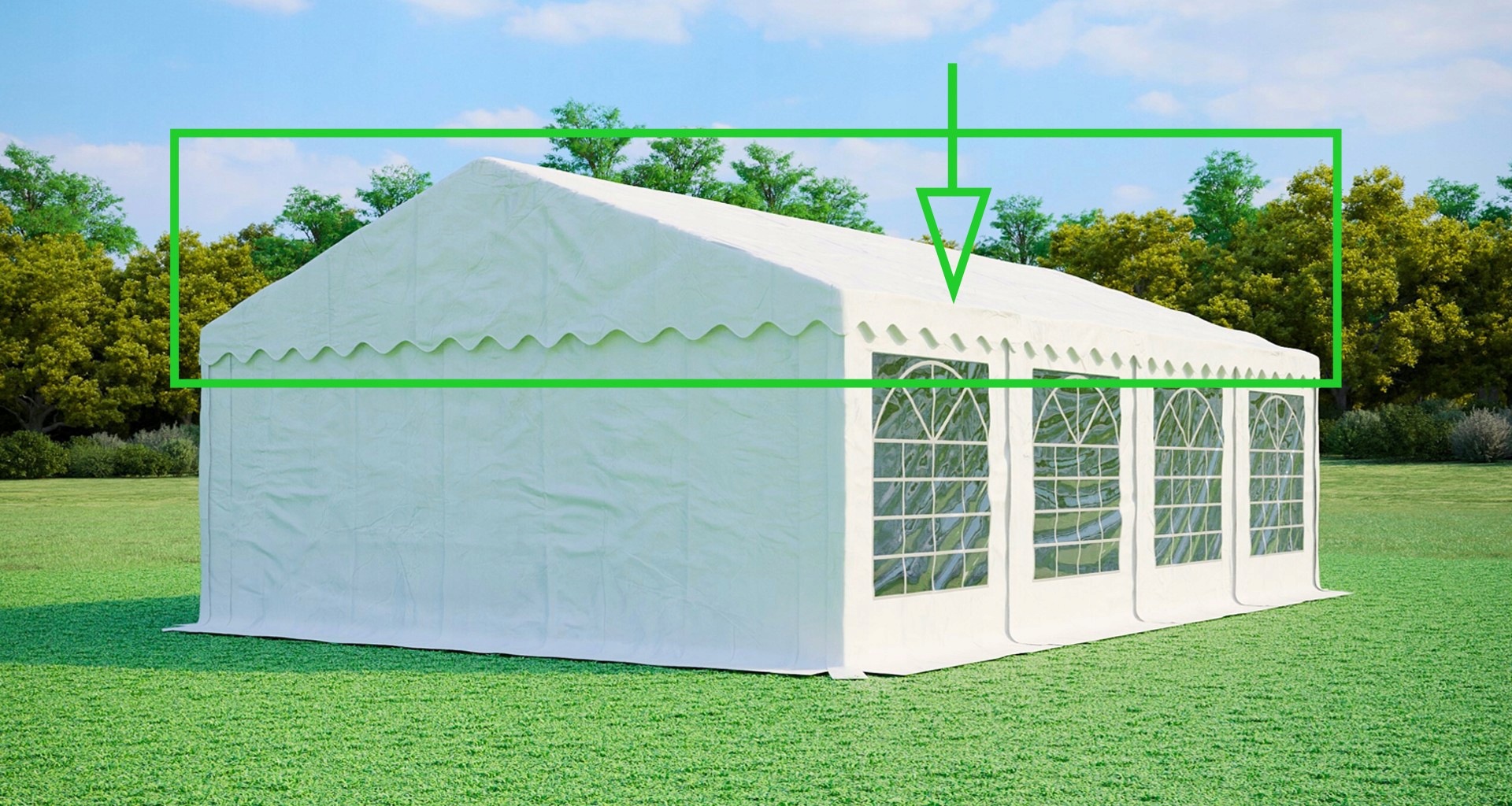 Střešní plachta párty stan 5x8 m Pvc 500 g/m² náhradní Bílá