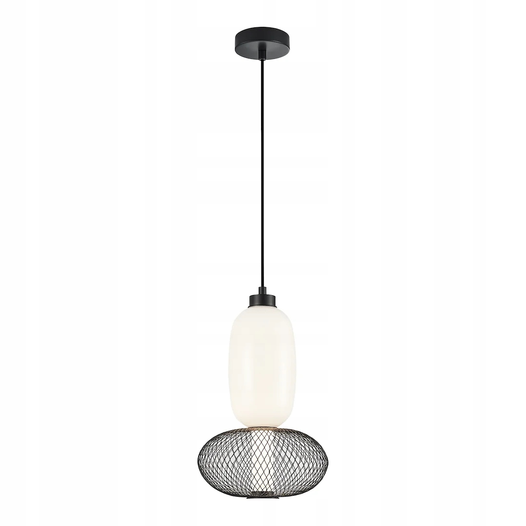 Moderná závesná Led lampa, čierna, sklenená a drôtená, tienidlo 3000K Milagro