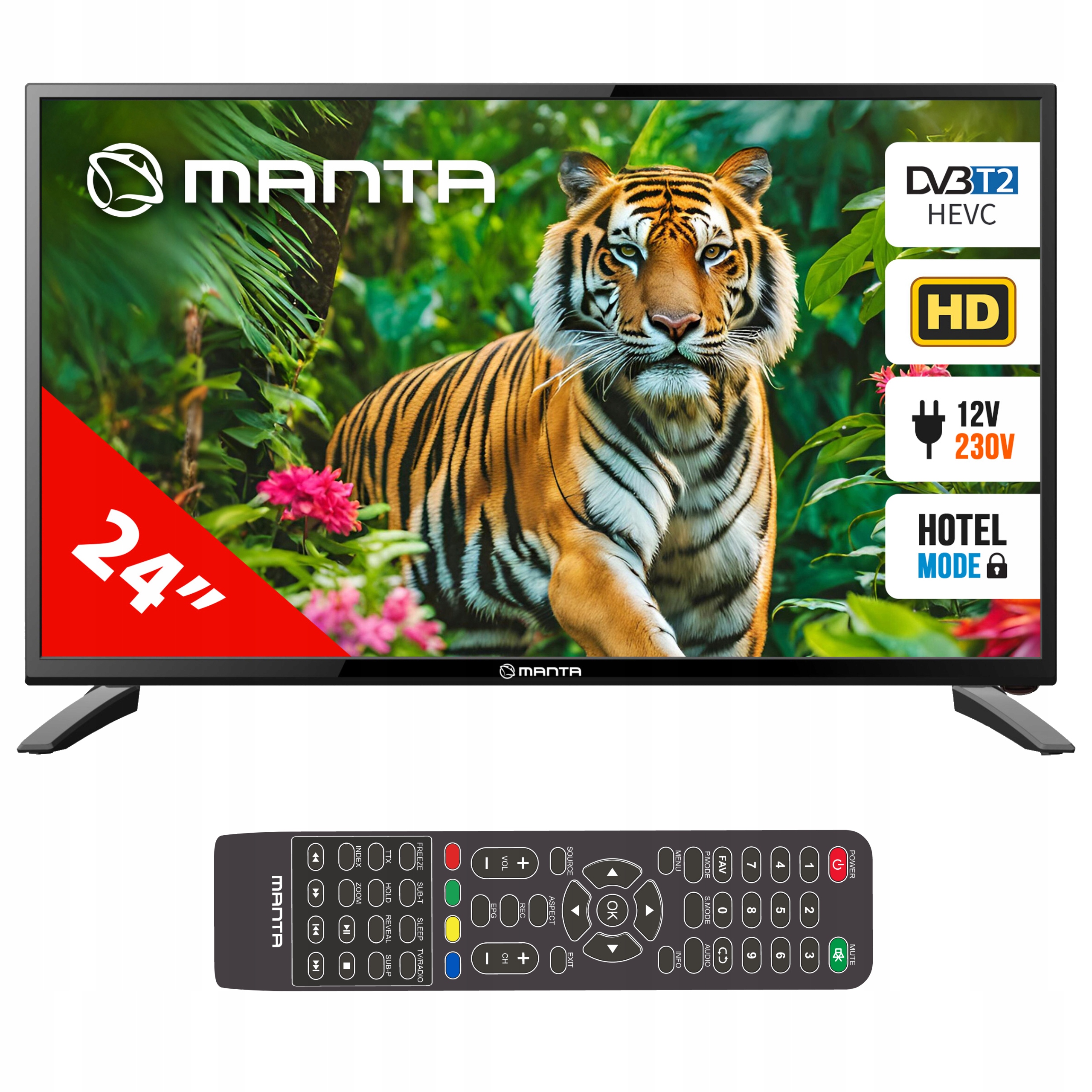 Telewizor 24 Cale Led Hd Dvbt Ips Hdmi Usb Zasilanie 230/12V Działka Kamper