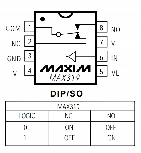 [1szt] MAX319ESA Przeł. Spdt Audio Maxim SO8