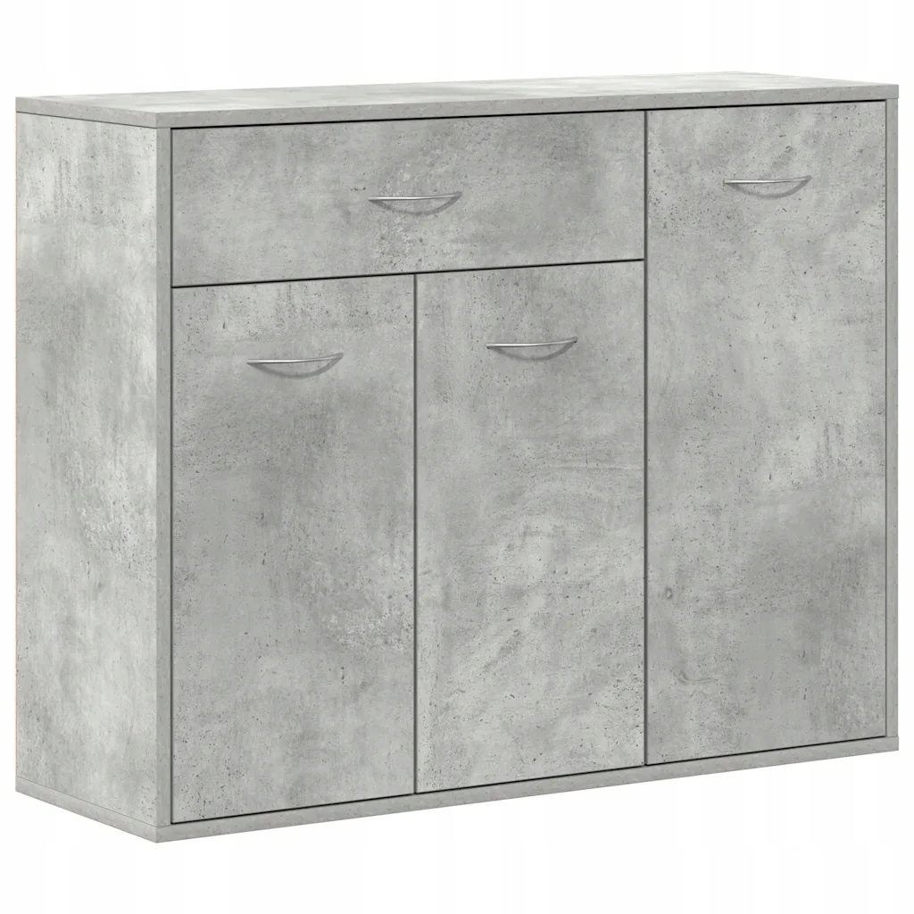 Šedobetonová komoda 88 x 30 x 70 cm s 1 zásuvkou a 3 dvířky