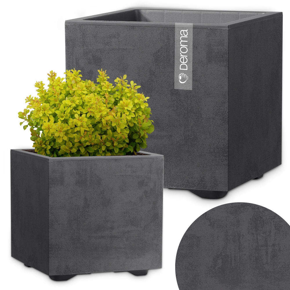 Donica Doniczka Kwietnik Deroma Efekt Betonu 25CM Cubo Millennium Antracyt