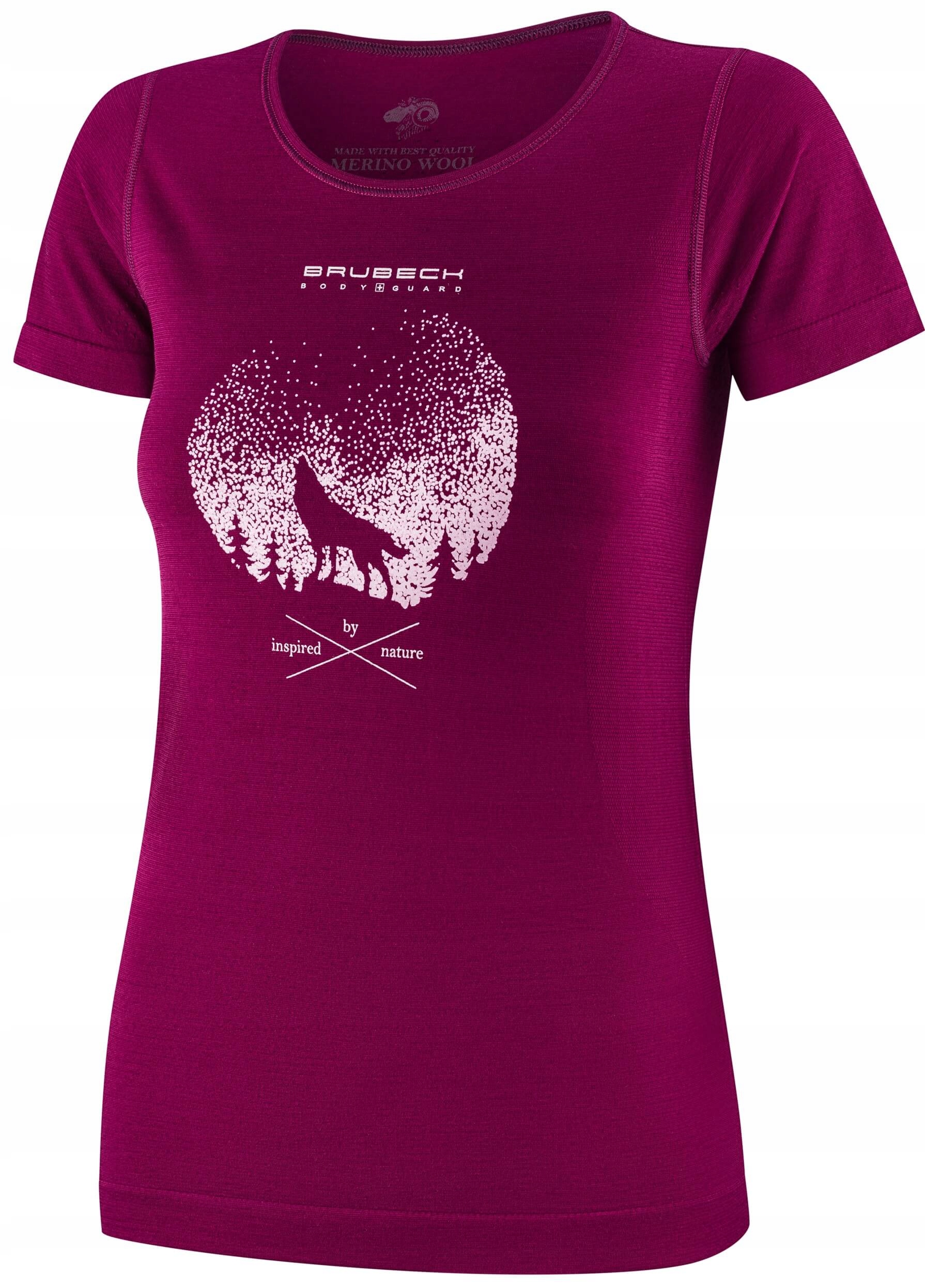 Wełniana Damska Koszulka Brubeck Termo Merino Wool Pro SS1272W Śliwkowy M