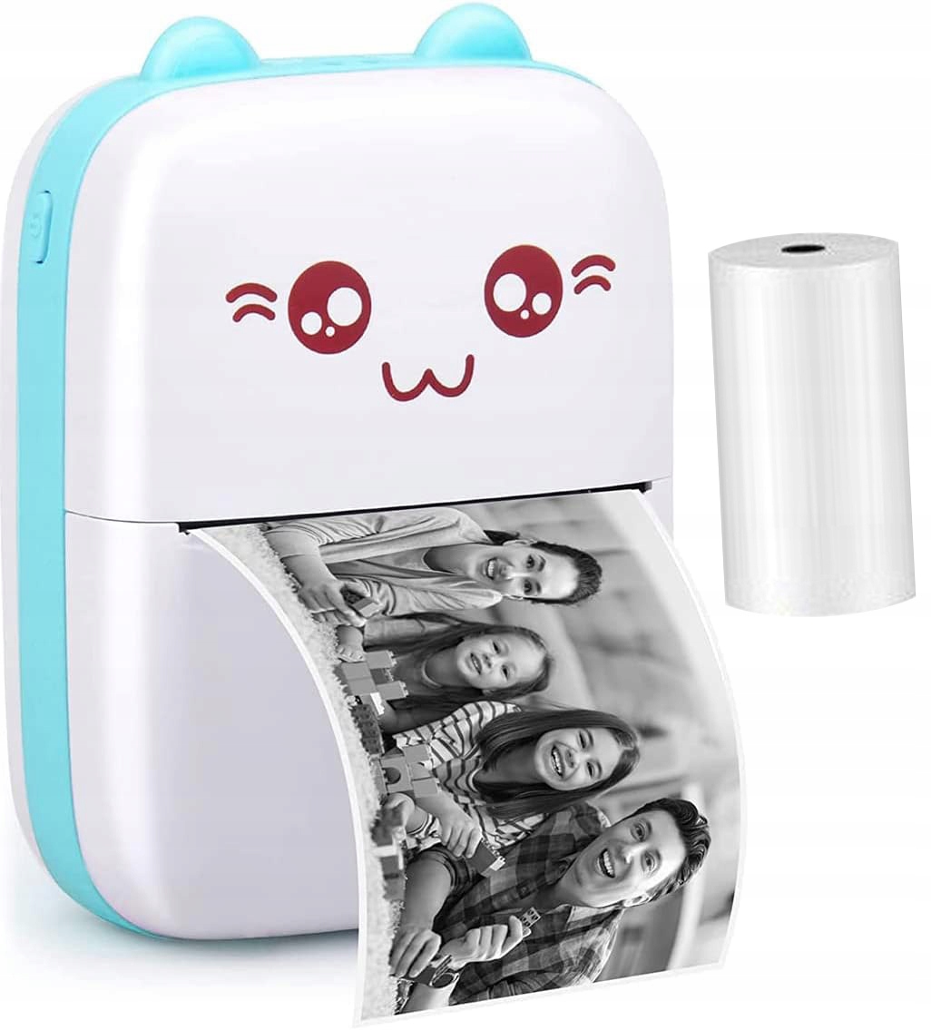 DRUKUŚ MINI DRUKARKA ETYKIET TERMICZNA PRZENOŚNA ROLKA NIESKOŃCZONY TUSZ Komunikacja Bluetooth
