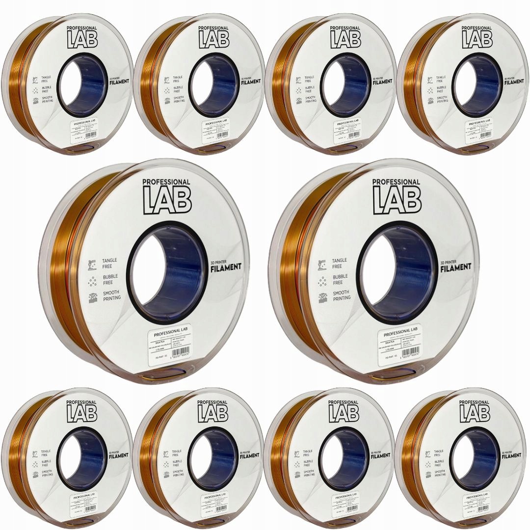 10 x Filament Pla Silk Tricolor Červeno-žlto-modrý Prof. Lab 1,75 mm