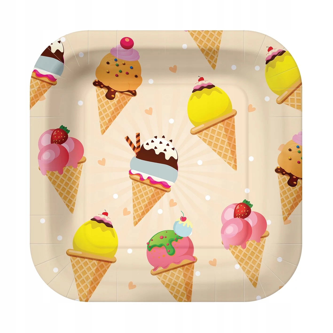 

Talerze Papierowe Kwadratowe Ice Cream 10 Szt.