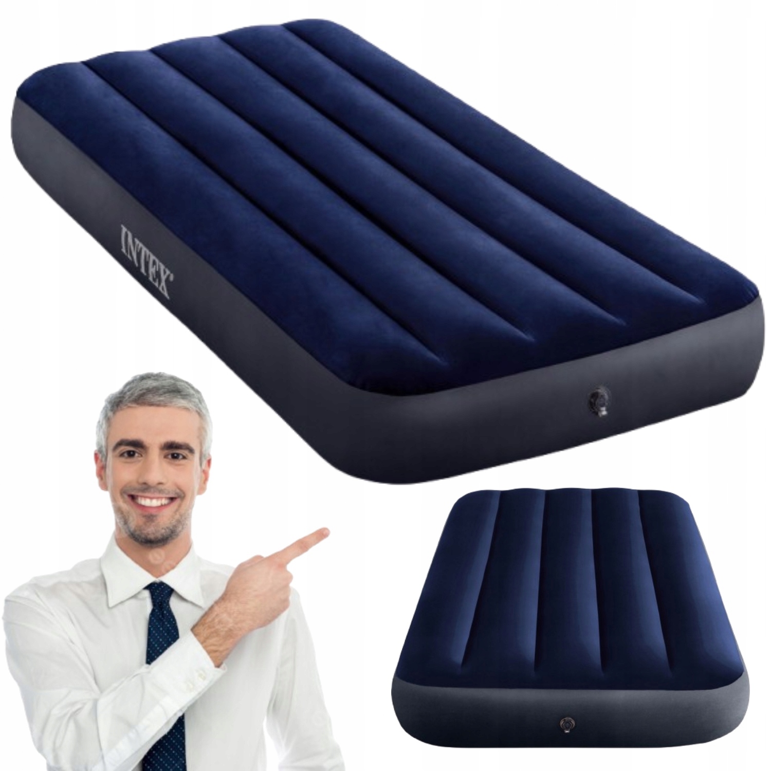 Materac Dmuchany Jednoosobowy Z Pompką Do Spania 191 x 76 x 25 cm Intex