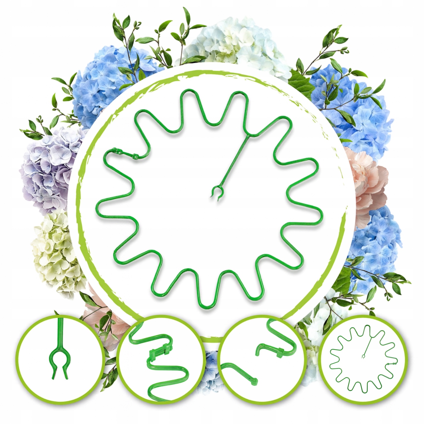 ЗАЖИМЫ ДЛЯ ГОРТЕНЗИИ, ЗЕЛЕНОЕ ЭЛАСТИЧНОЕ ОПОРНОЕ КОЛЬЦО ДЛЯ РАСТЕНИЙ, 10 ШТ., FI 8