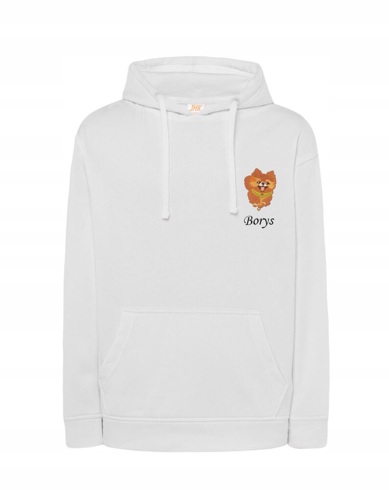 Mikina S Pomeranian Jméno Psa Výšivka Over Size Bílá XXL Dárek K Narozeninám Pánská