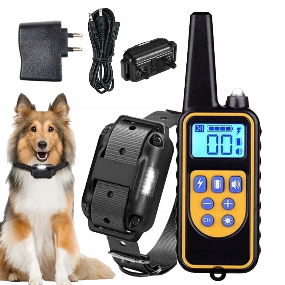 Levně Výcvikový Obojek Pro Psa 800 M Stop Štěkání Vibrace Zvuk S Dálkovým Ovládáním