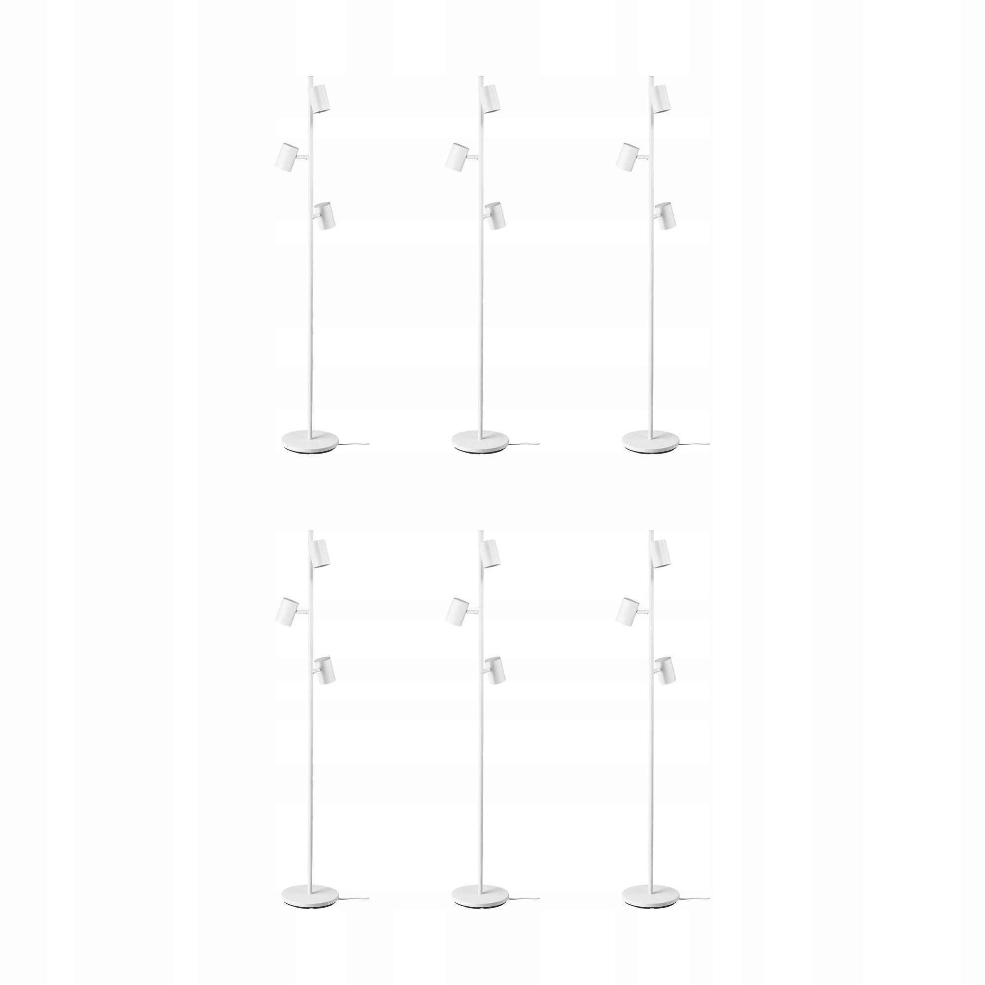 6 szt. Lampa podłogowa Nymane z 3 reflektorami biały