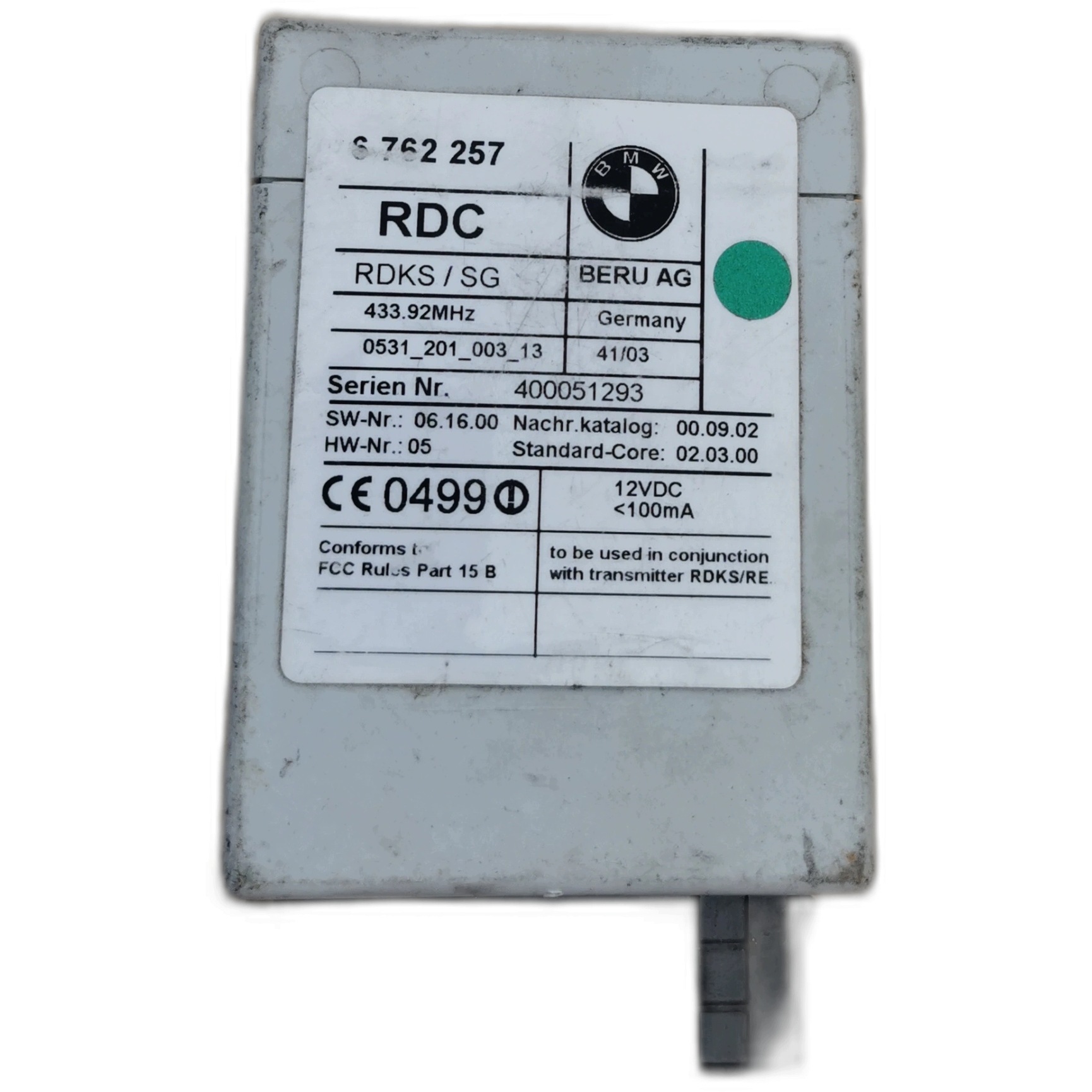BMW 7 E65 E66 modul RDC Druck 6762257