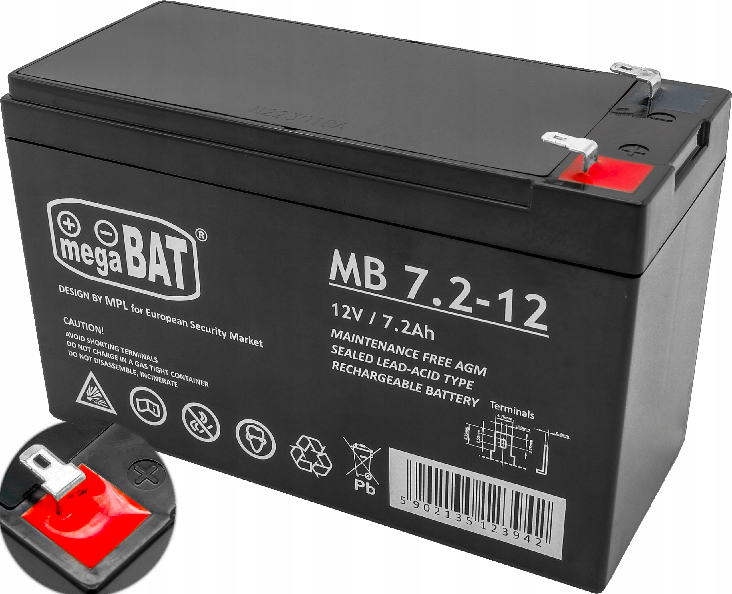 Akumulator Bezobsługowy [wymiar 7Ah] 12V 7.2Ah Ups