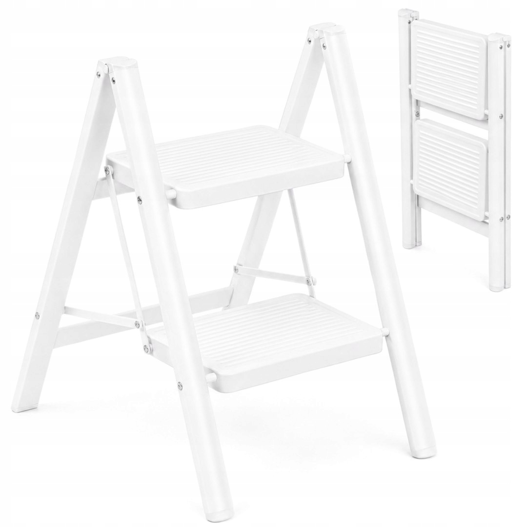 Skládací žebřík 2-stupňový kovový Easystep White