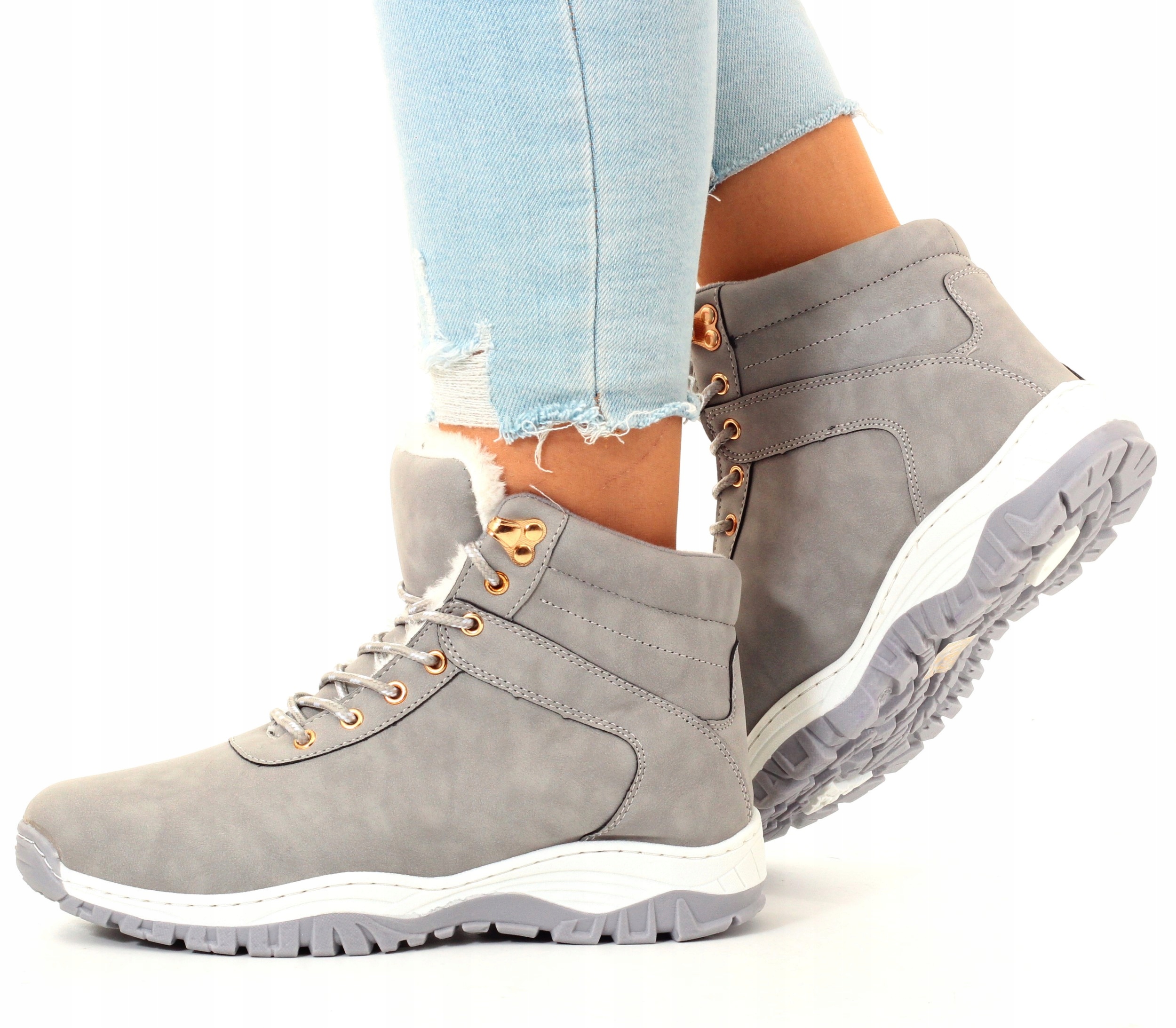 BUTY ZIMOWE DAMSKIE TRAPERY OCIEPLANE ŚNEGOWCE TREKINGOWE Rozmiar 38