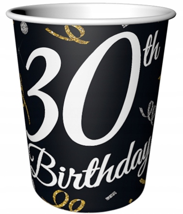 

Kubeczki papierowe 30 urodziny Birthday 6szt
