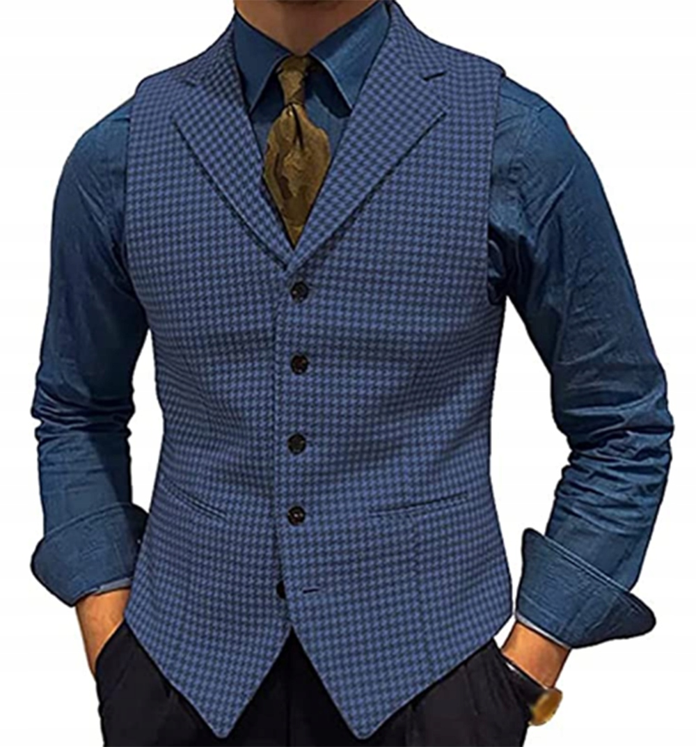 Multicolor Houndstooth Pattern Men's Suit Vest Wai Kolor dodatkowy bezbarwny