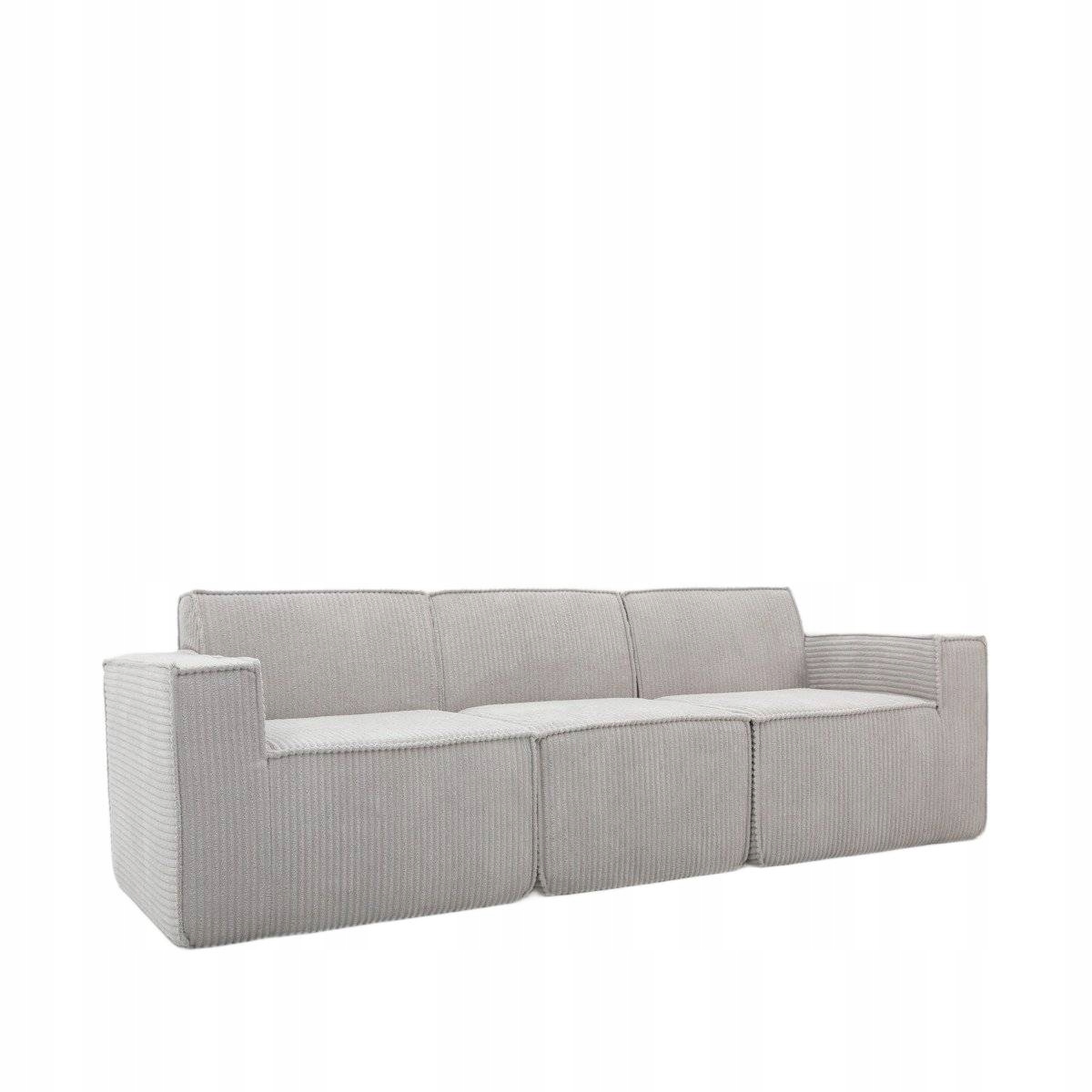 Sofa modułowa Lykke 3-osobowa jasnoszara sztruksowa 263x88x73 cm Homla