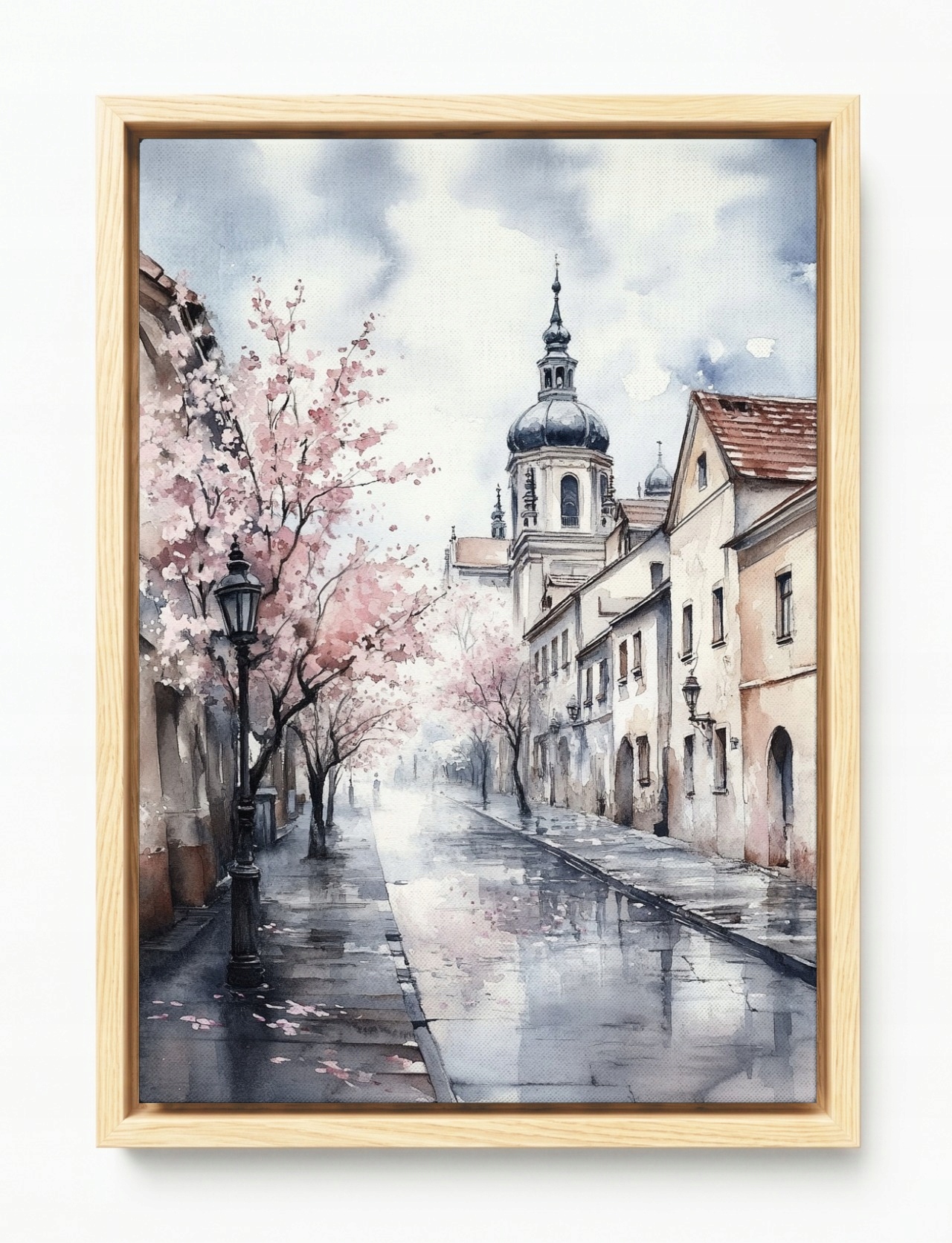 Obraz Rama American Box Město Polsko Starožitnost Ulička Dřevo Višeň 40x60