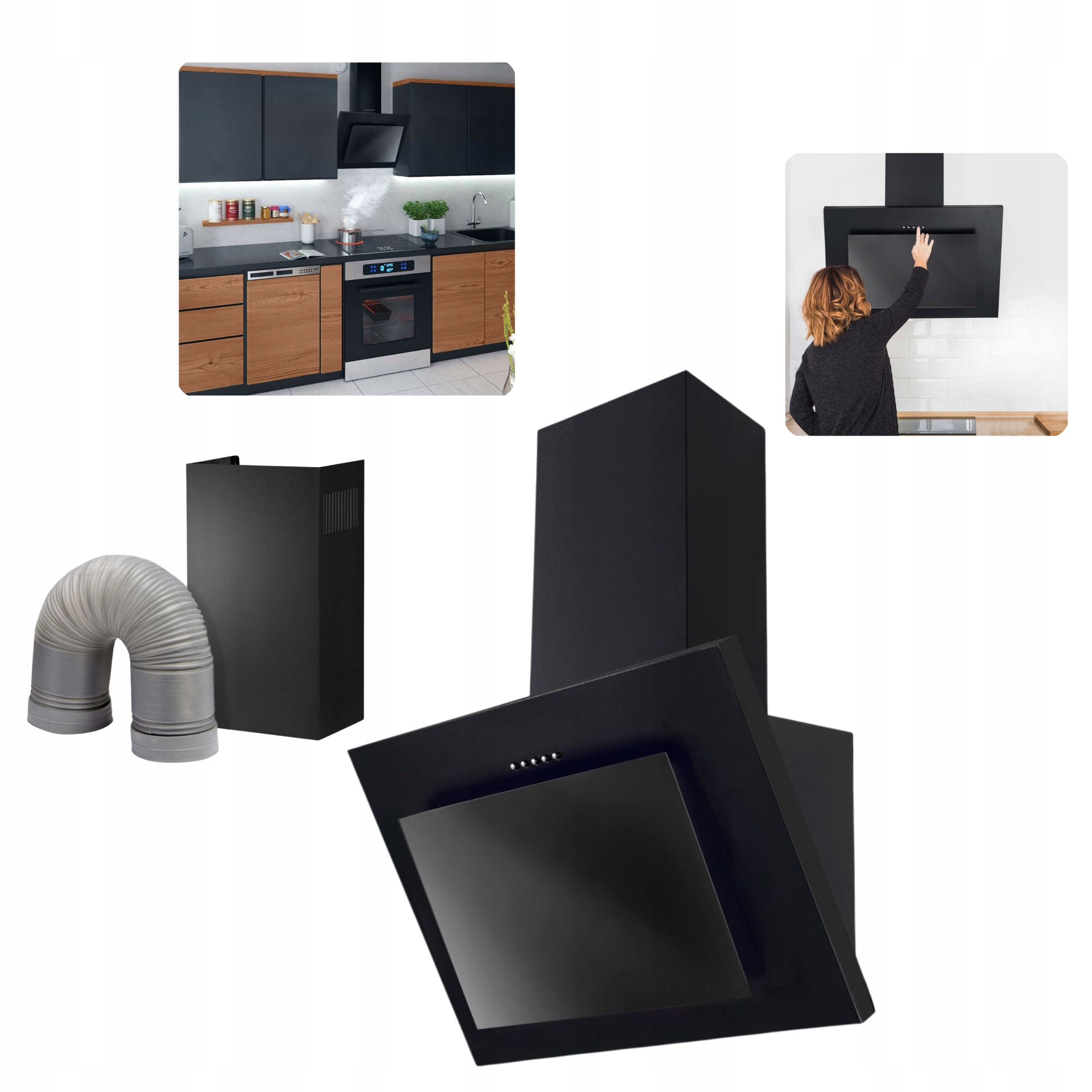 Okap Kuchenny Kominowy 60 CM Czarny