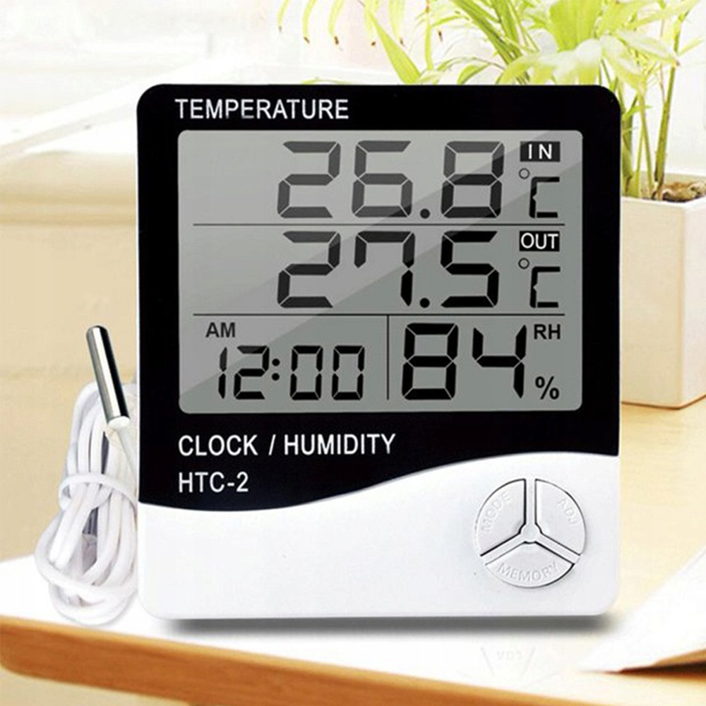 CYFROWY TERMOMETR HIGROMETR STACJA POGODY Z SONDĄ ZEGAR BUDZIK KALENDARZ Waga produktu z opakowaniem jednostkowym 0.2 kg