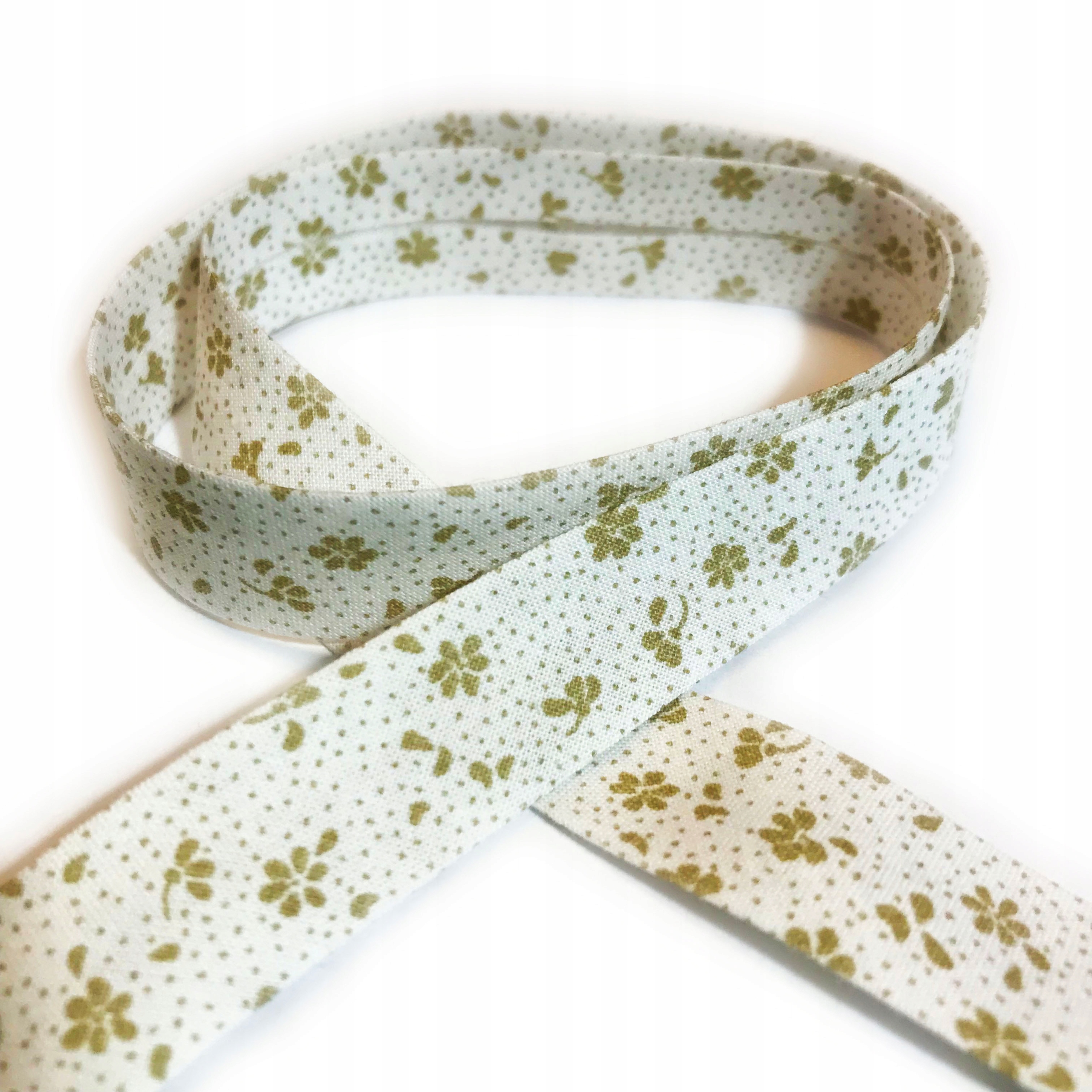 Lamówka Bawełniana 18 MM Kwiatki Biała
