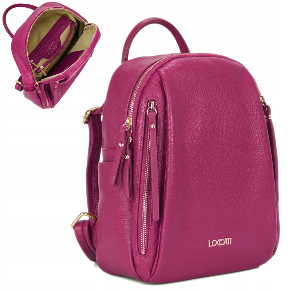 

Plecak damski różowy Plecaki miejskie fuksja skóra