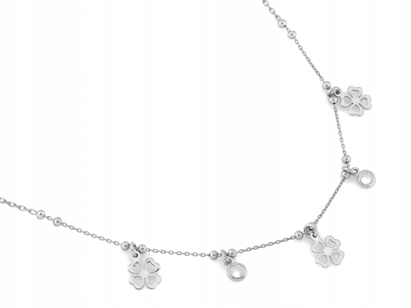 Dámský náhrdelník ze stříbra 925 s jetelem a lesklými zirkony