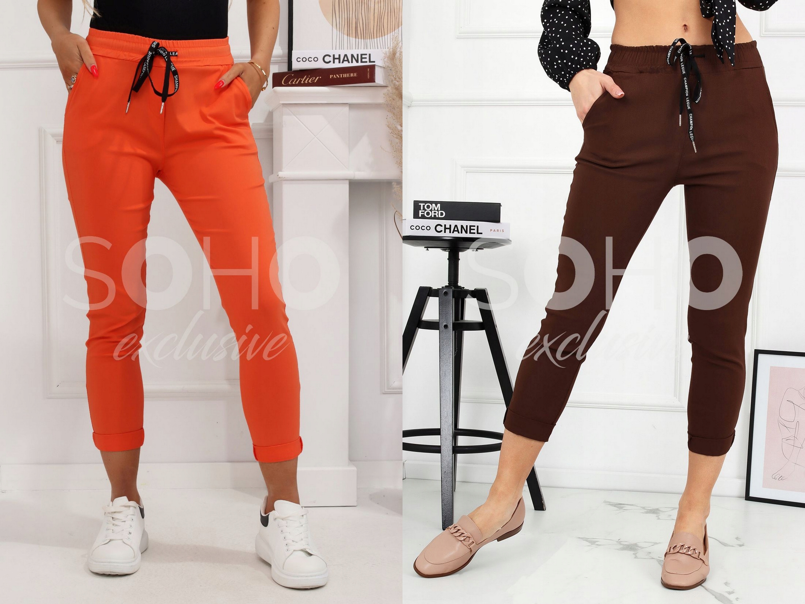 SPODNIE DAMSKIE RURKI CYGARETKI KLASYCZNE MODNE WYGODNE ELASTYCZNE 42 XL Wzór dominujący inny wzór