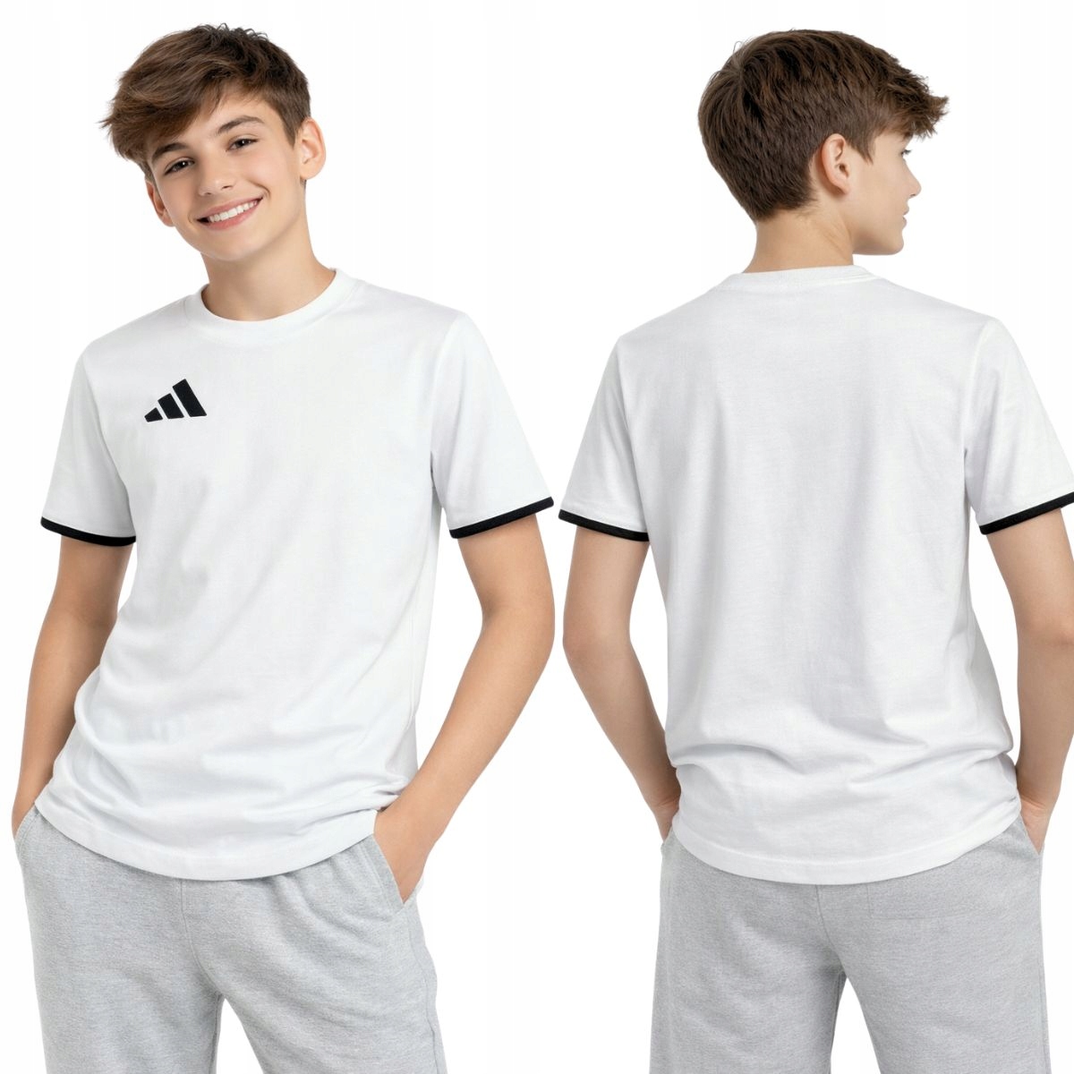 Koszulka Adidas Entrada 26 Junior Bawełniana Biała Krótki rękaw r. 128 cm