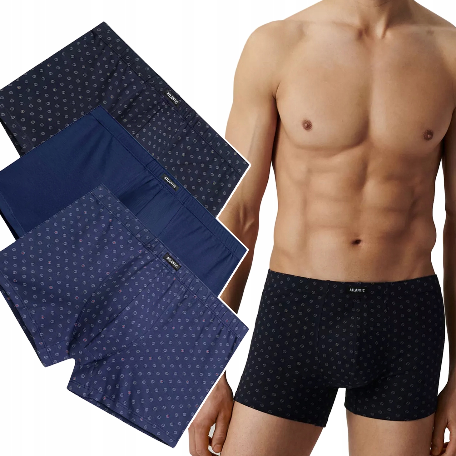 Pánské Boxerky Atlantic 3MH-206, přiléhavé šortky, 3 Vzory M