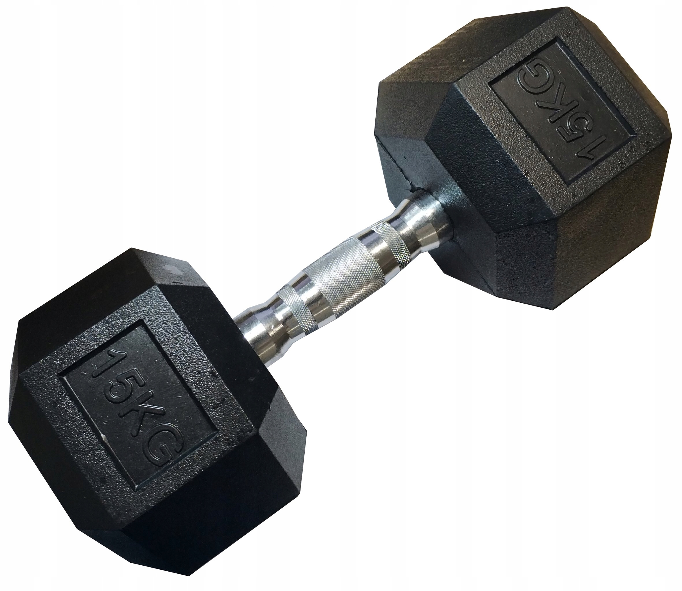 Jednoruční šestihranná Hex činka 15 kg pogumovaná