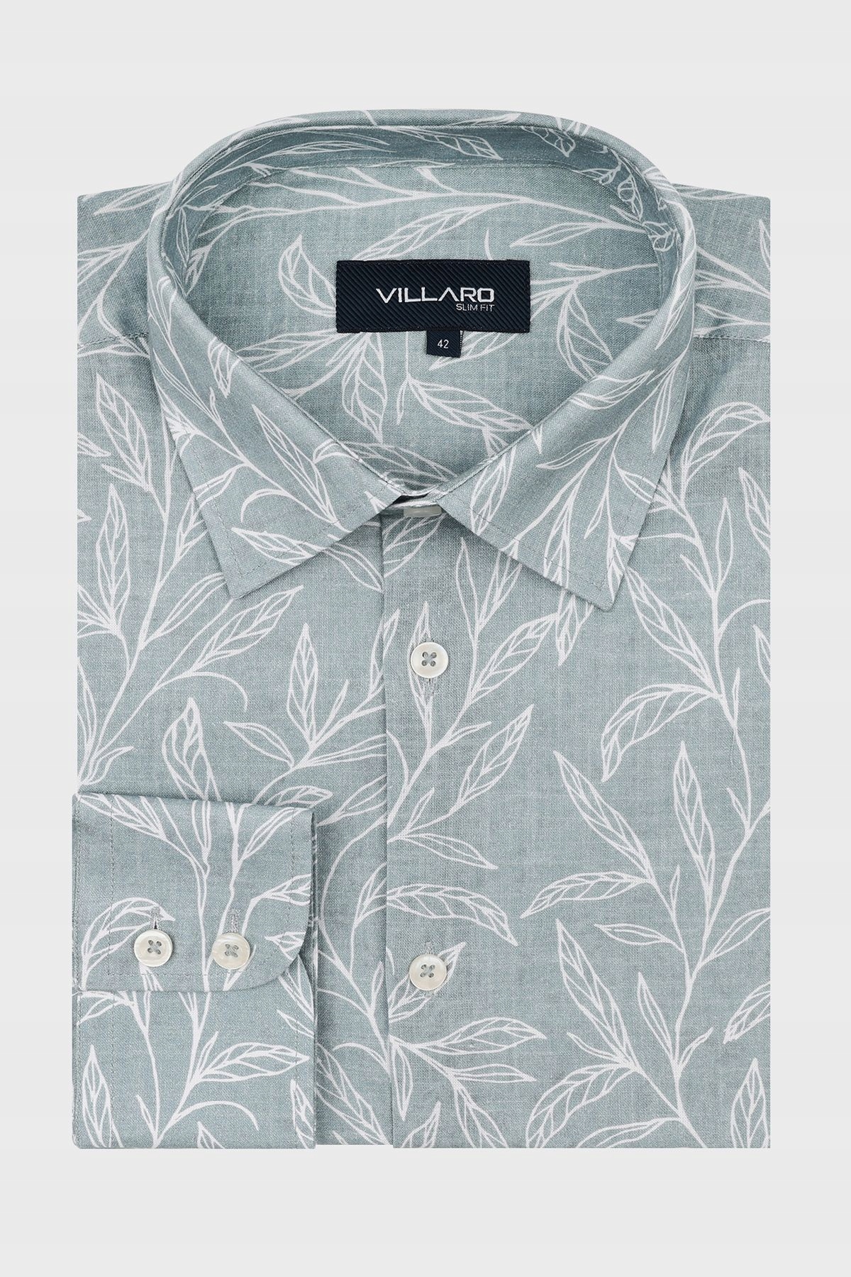 Modrá pánská košile s rostlinným vzorem 45-176/182 Slim Fit