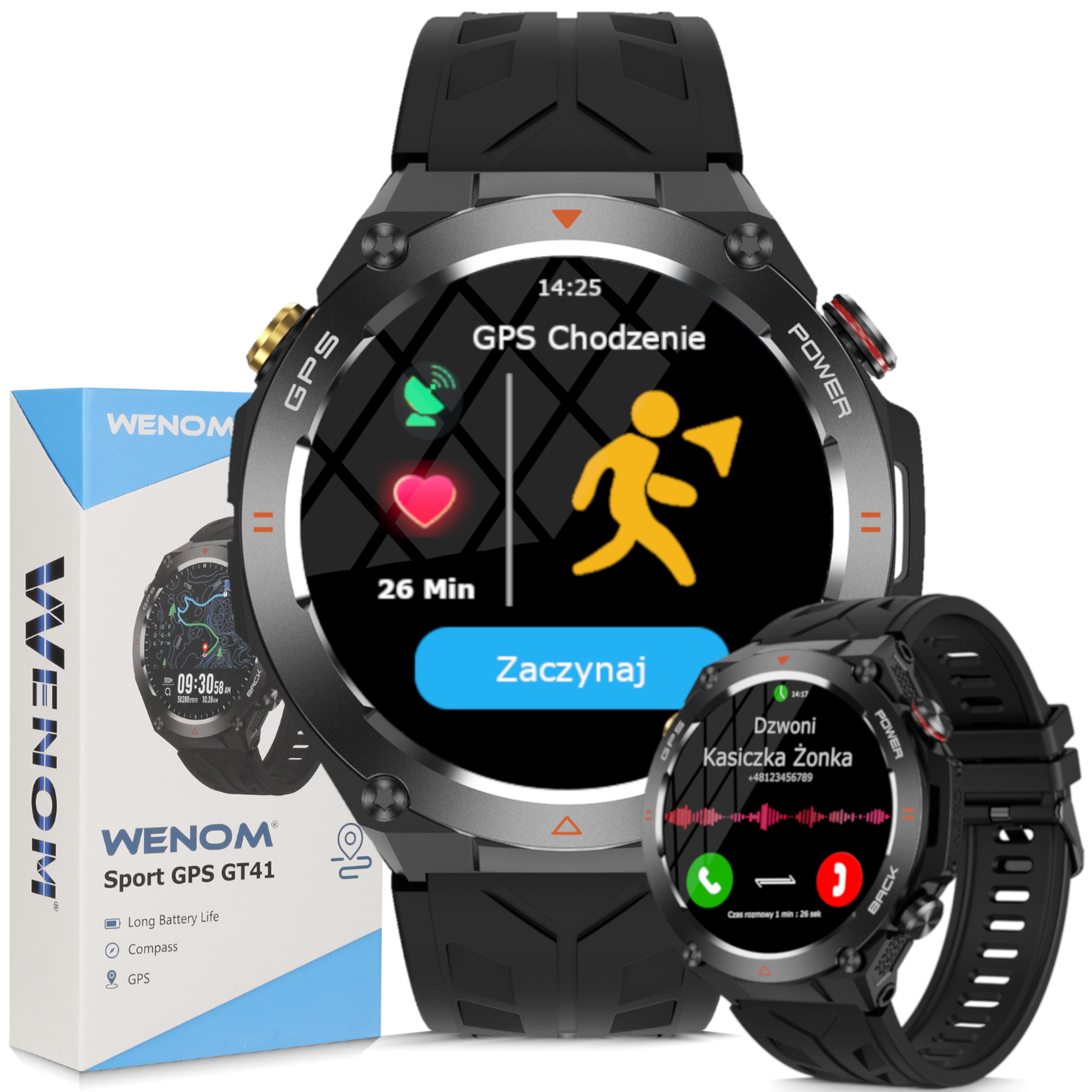 Chytré Hodinky Pánské chytré hodinky černé GT-41 Funkce Gps Zdraví Sport