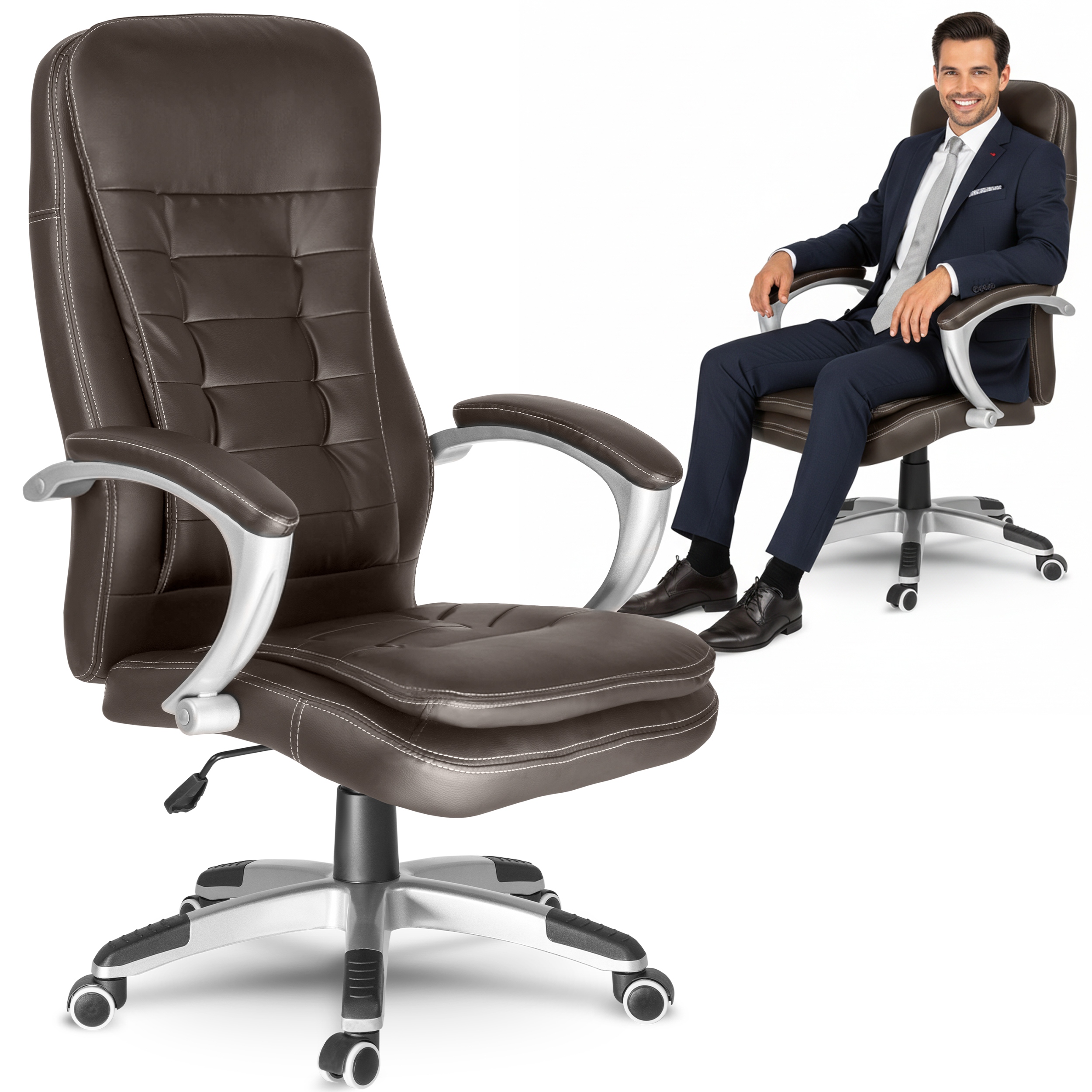 Kancelářská Otočná Židle Ergonomická Otočná Kancelářská Židle Tmavě Hnědá