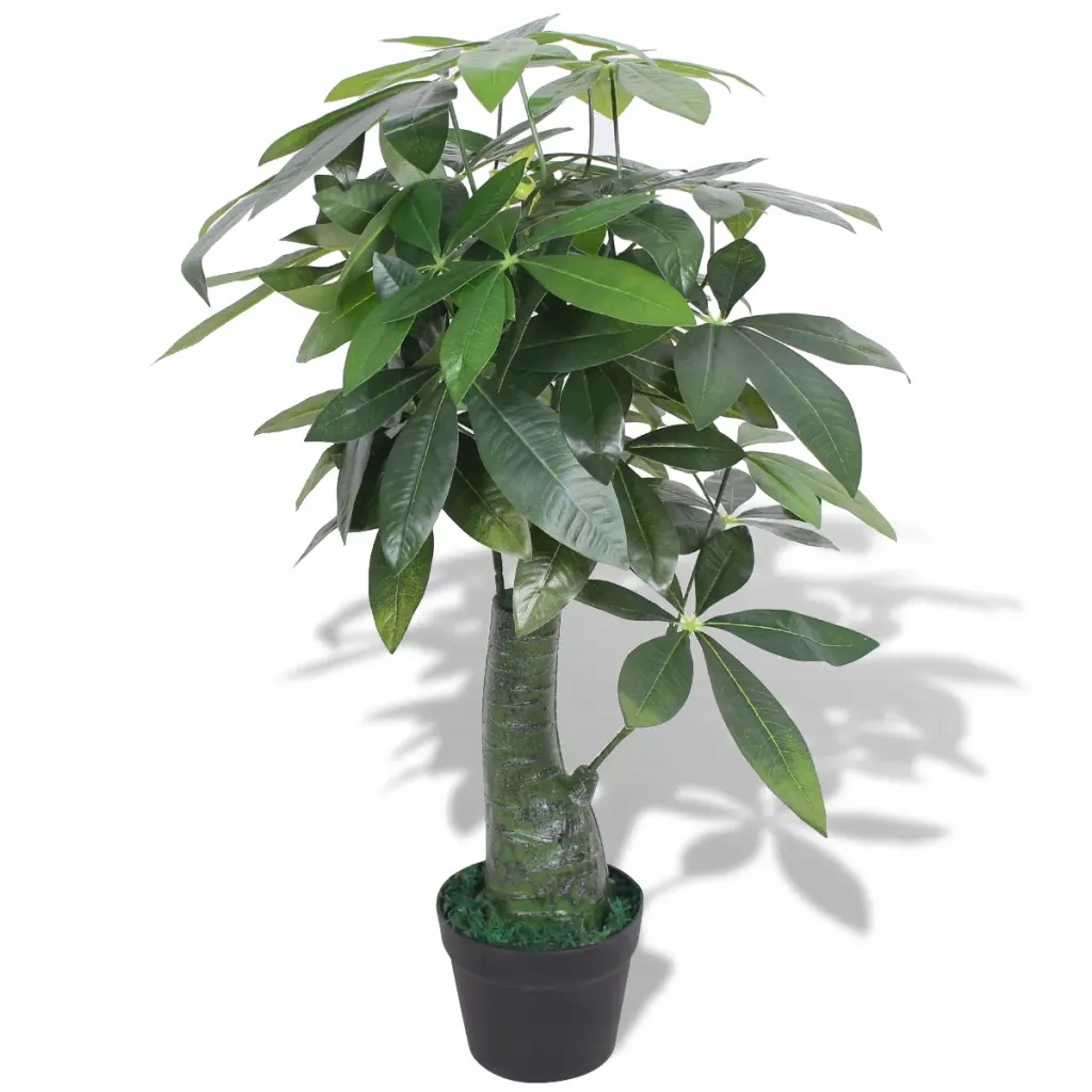 Umělá rostlina Pachira 85 cm, zelená, 175 listů, Květináč 11,5-16 x 13 cm