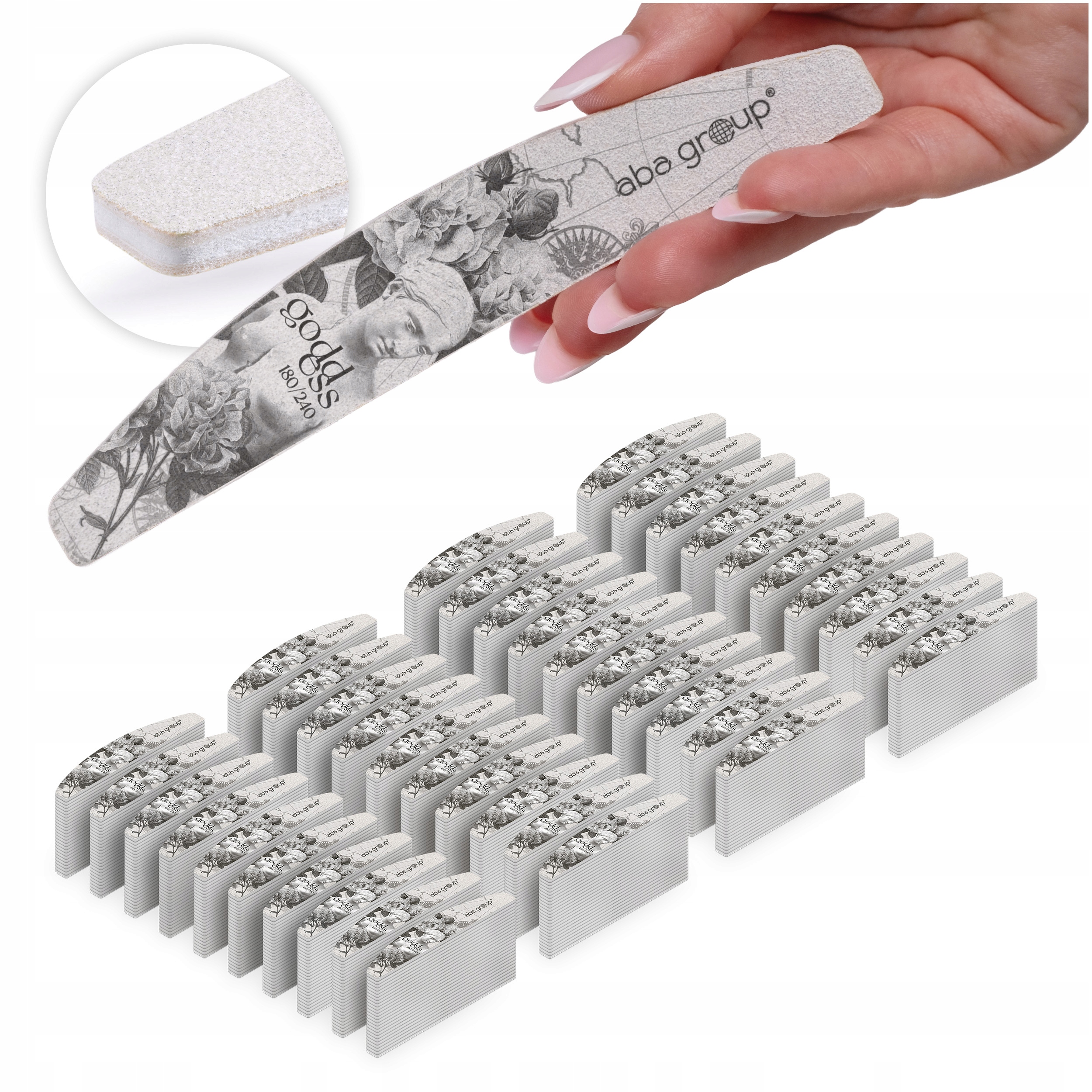pilník na nehty Loďka Půlměsíc 180/240 Standard 1000 kusů Aba Group