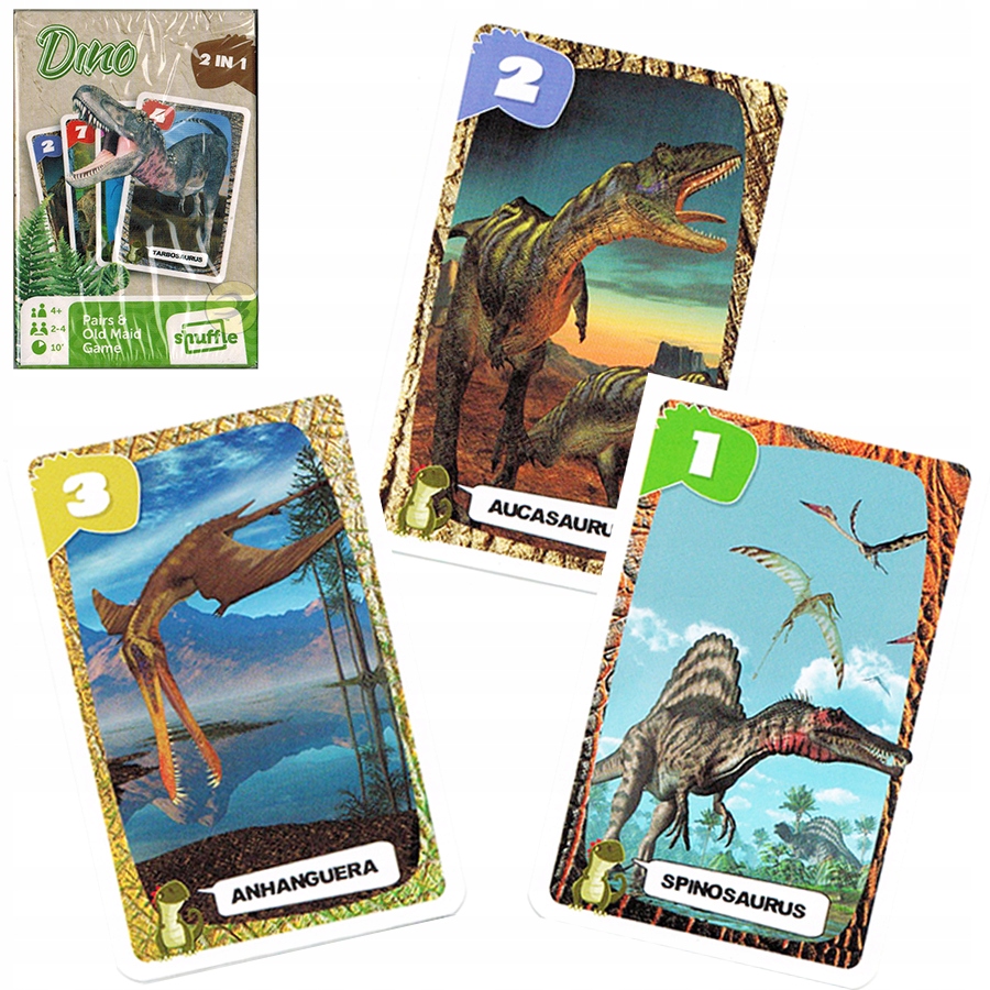 

Karty do gry Czarny Piotruś Memo Dino dinozaur 2w1