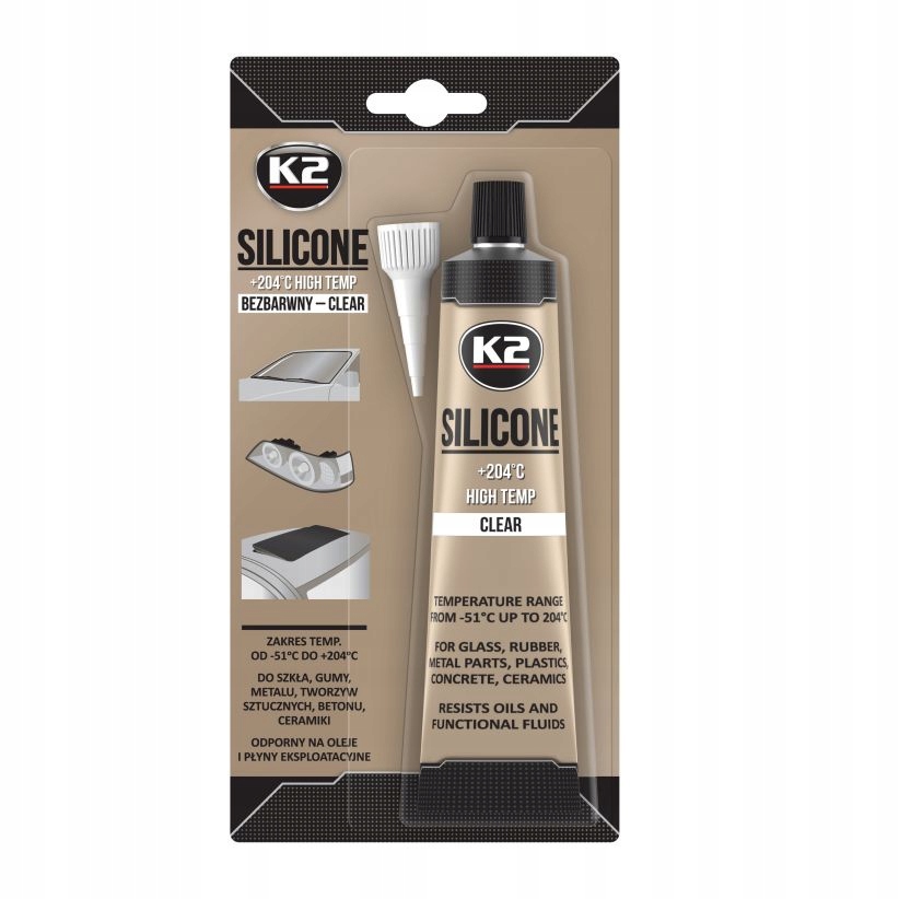 

K2 Silikon Bezbarwny +204°C 85G przeźroczysty
